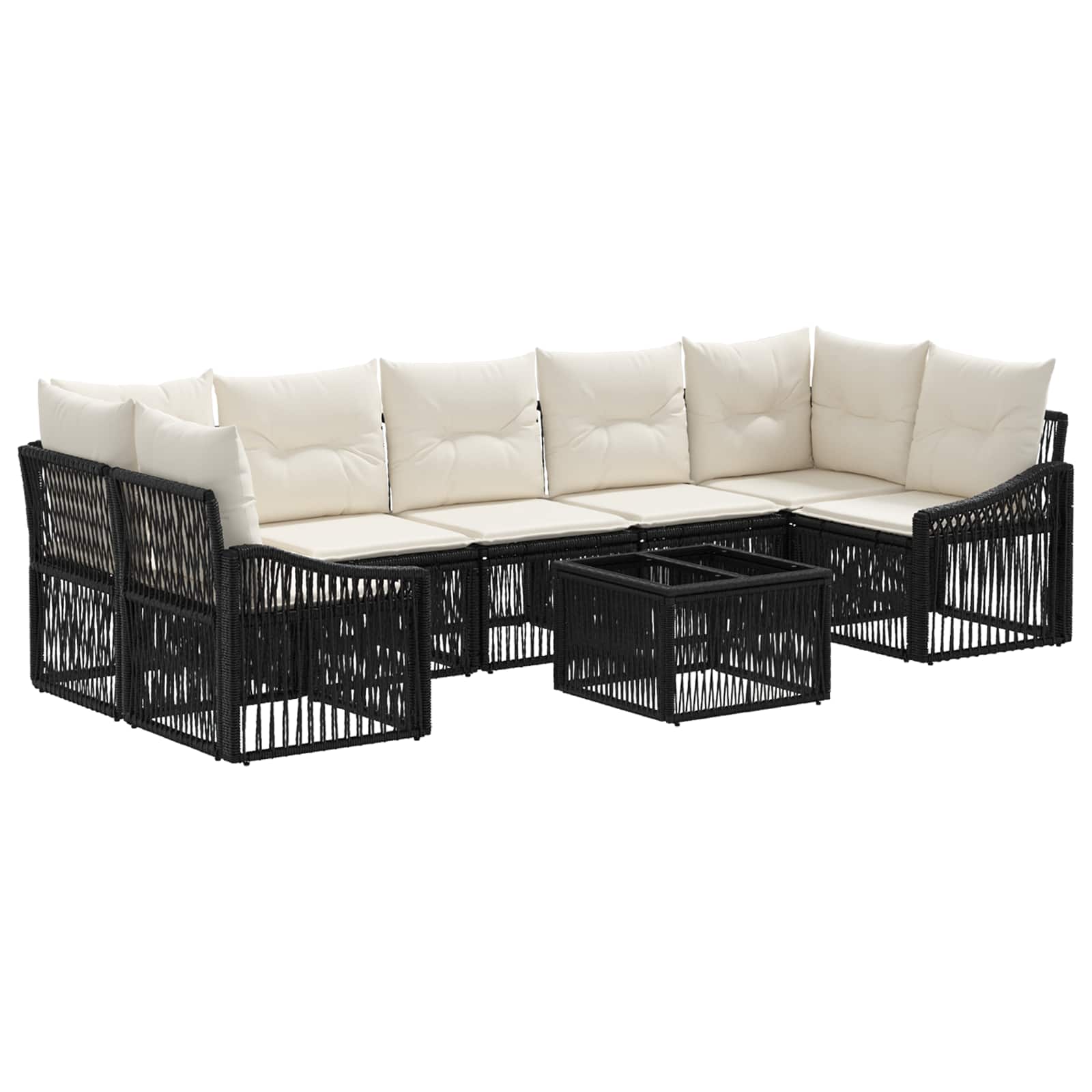 Gartensofa-set 8 stk. Schwarz Poly-Rattan