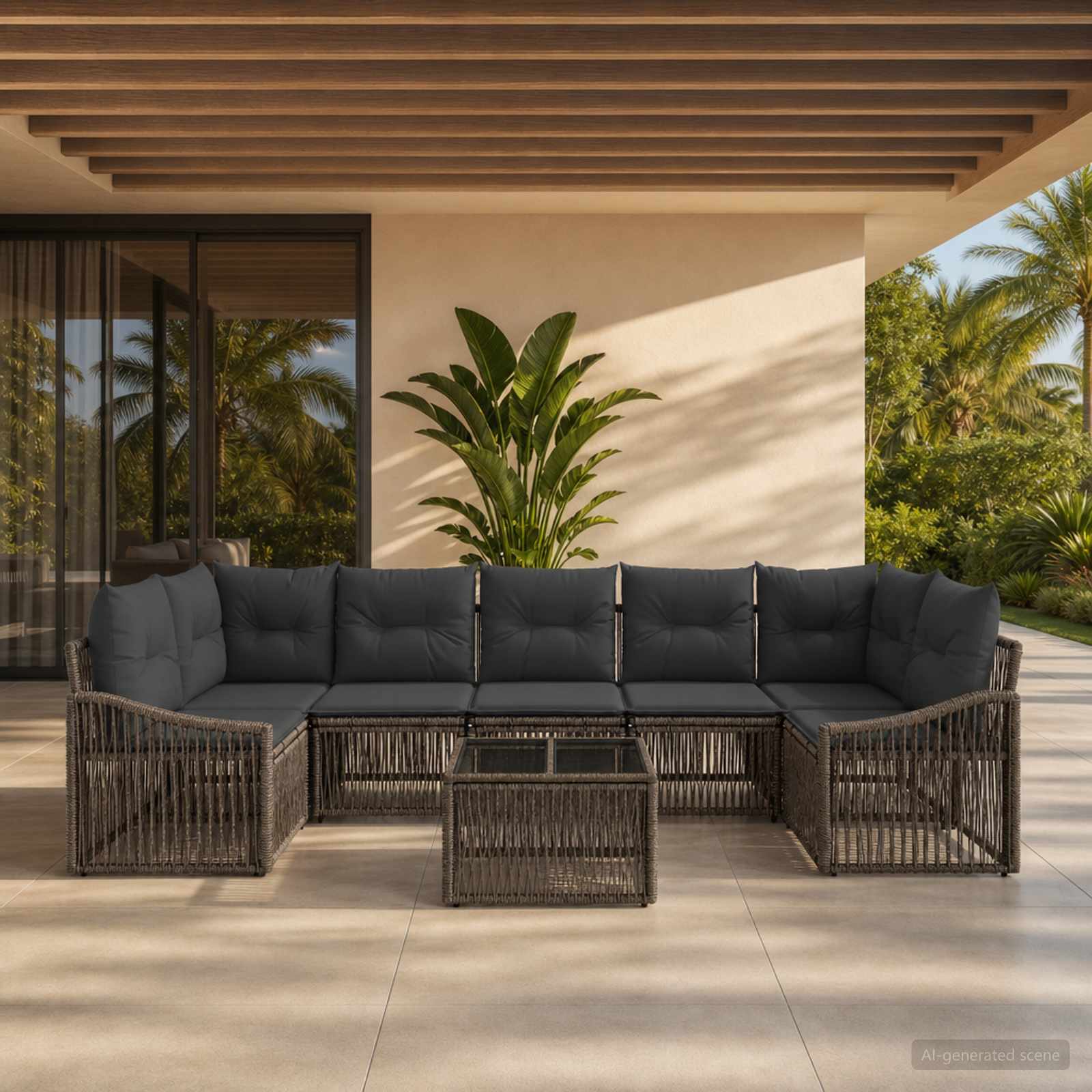 Gartensofa-set 8 stk. Grau Poly-Rattan