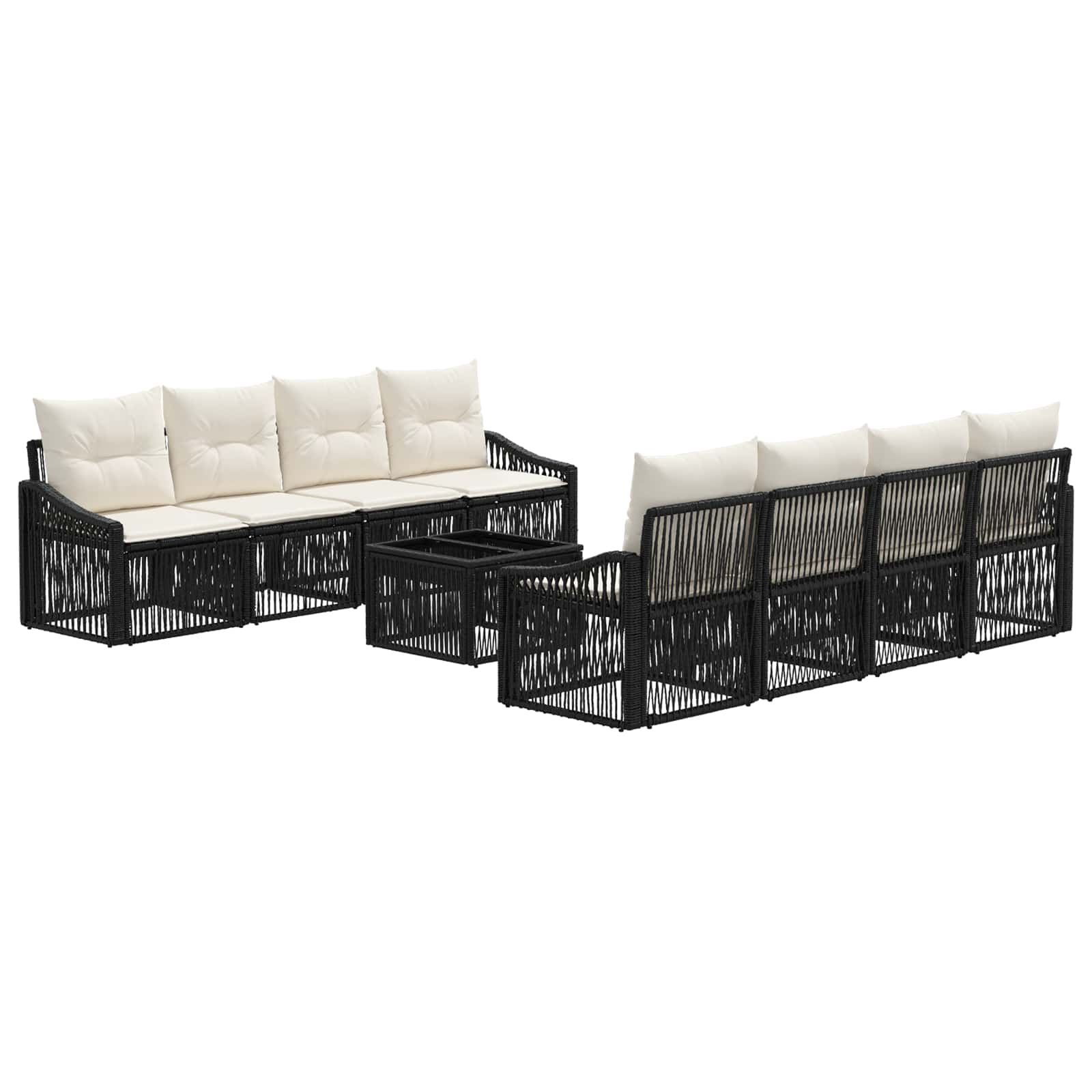 Gartensofa-set 9 stk. Schwarz Poly-Rattan