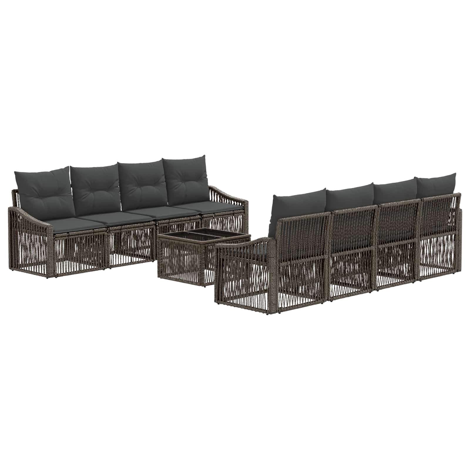 Gartensofa-set 9 stk. Grau Poly-Rattan
