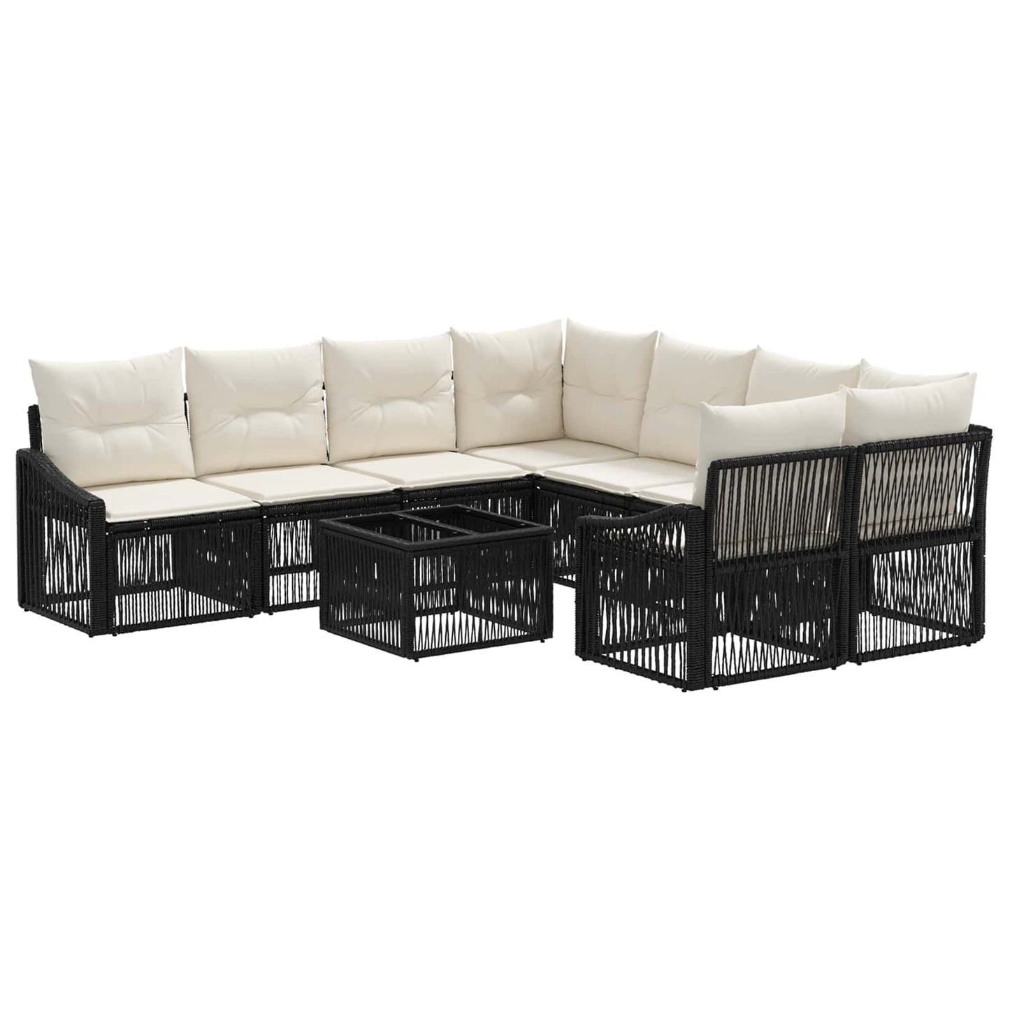 Gartensofa-set 9 stk. Schwarz Poly-Rattan