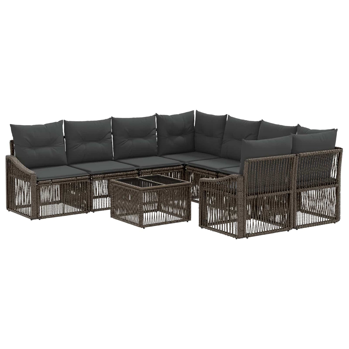 Gartensofa-set 9 stk. Grau Poly-Rattan