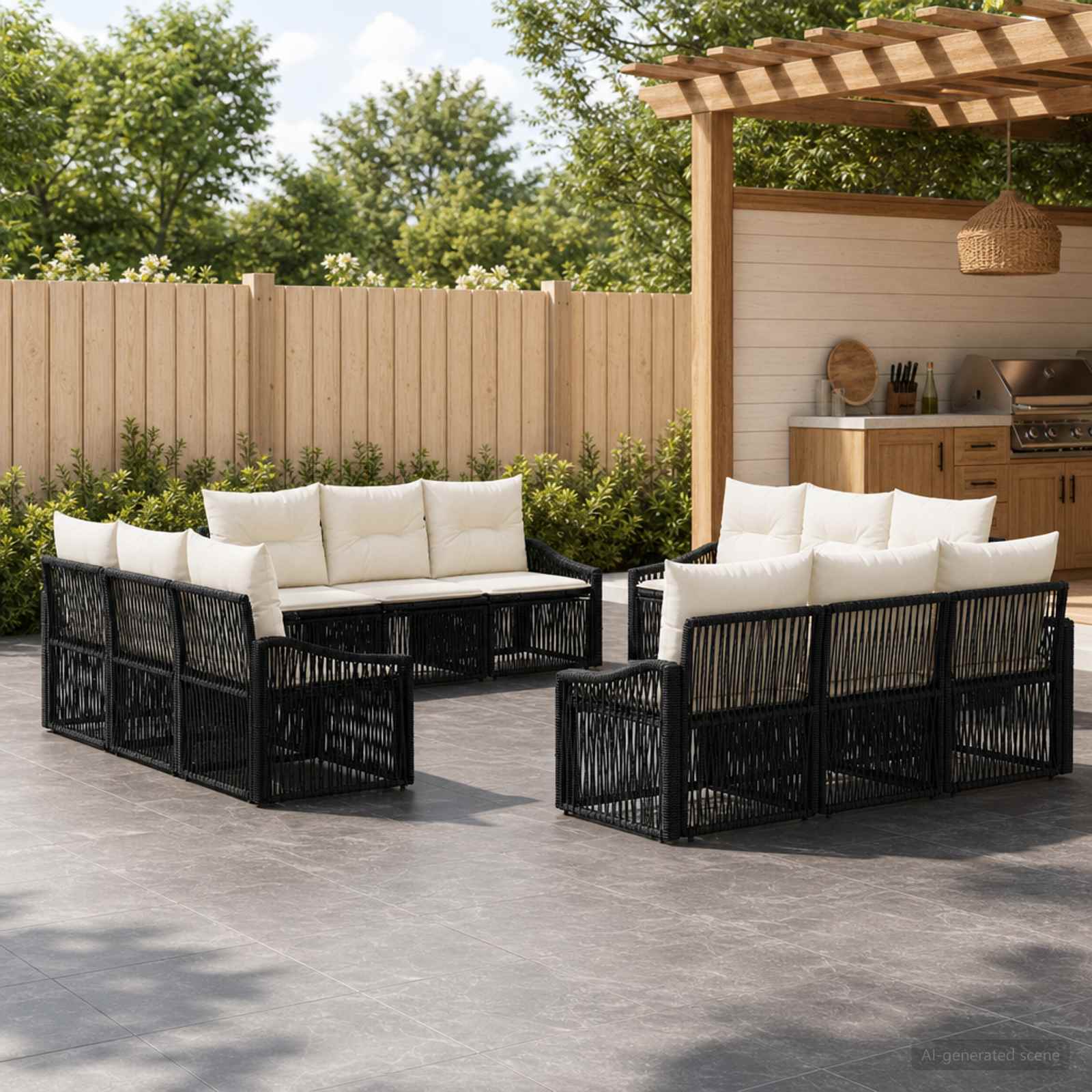Gartensofa-set 12 pcs Schwarz Poly-Rattan