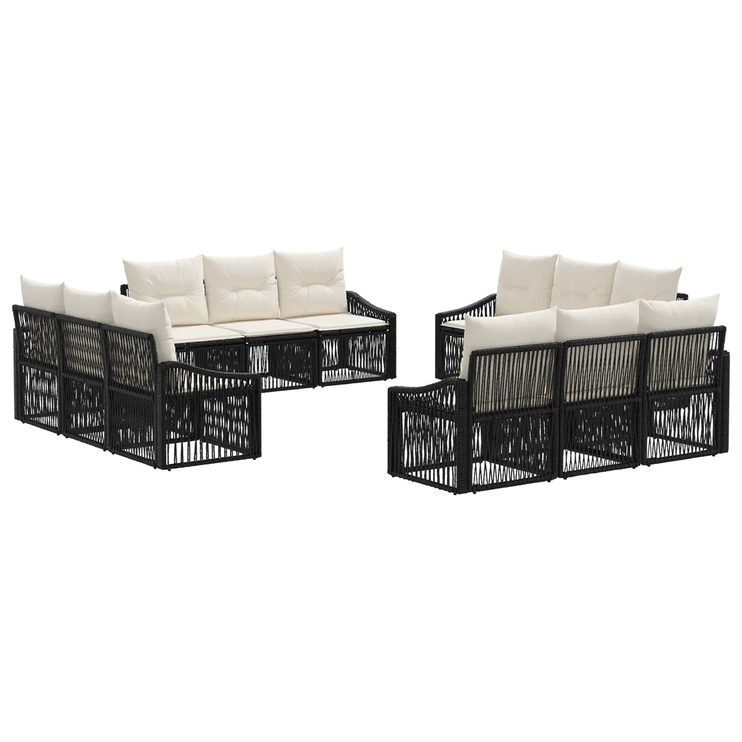 Gartensofa-set 12 pcs Schwarz Poly-Rattan