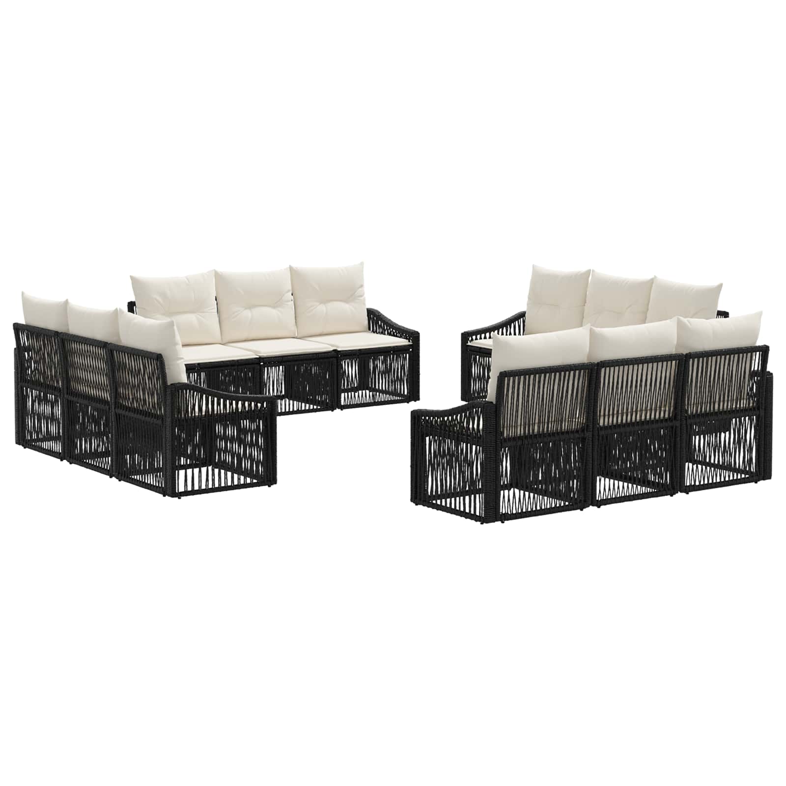 Gartensofa-set 12 pcs Schwarz Poly-Rattan