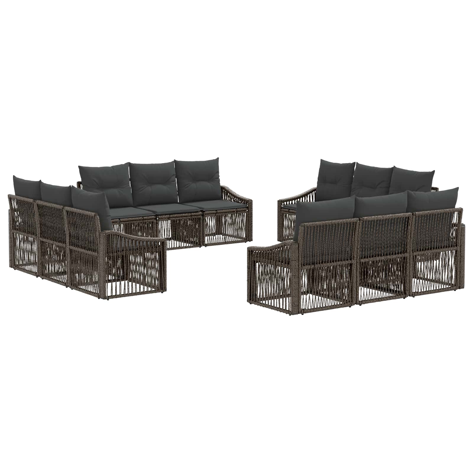 Gartensofa-set 12 pcs Grau Poly-Rattan