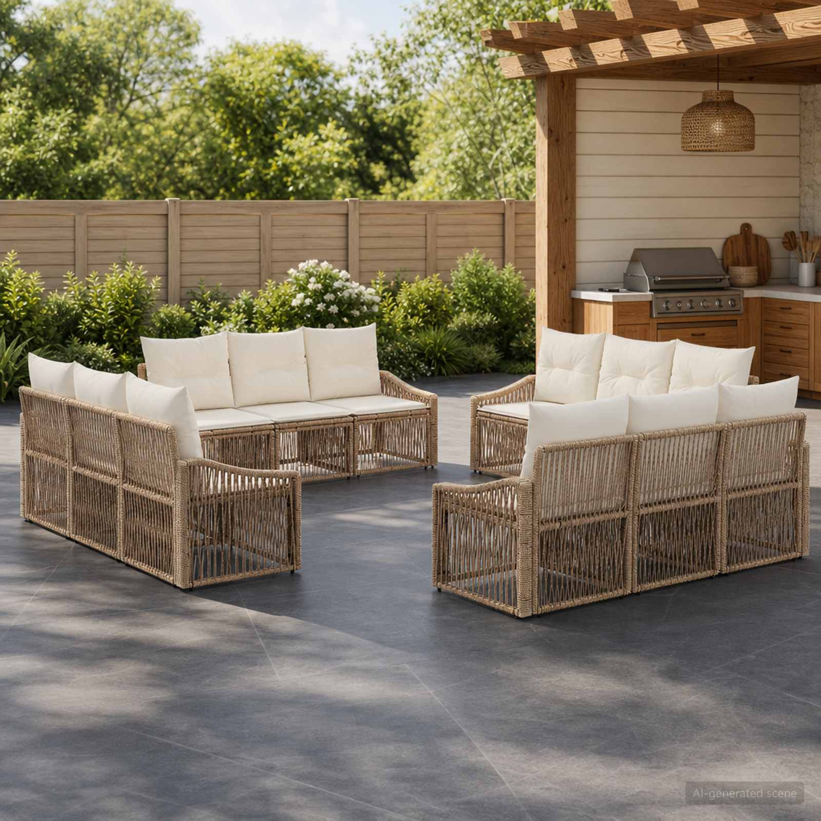 Gartensofa-set 12 pcs Beige Poly-Rattan