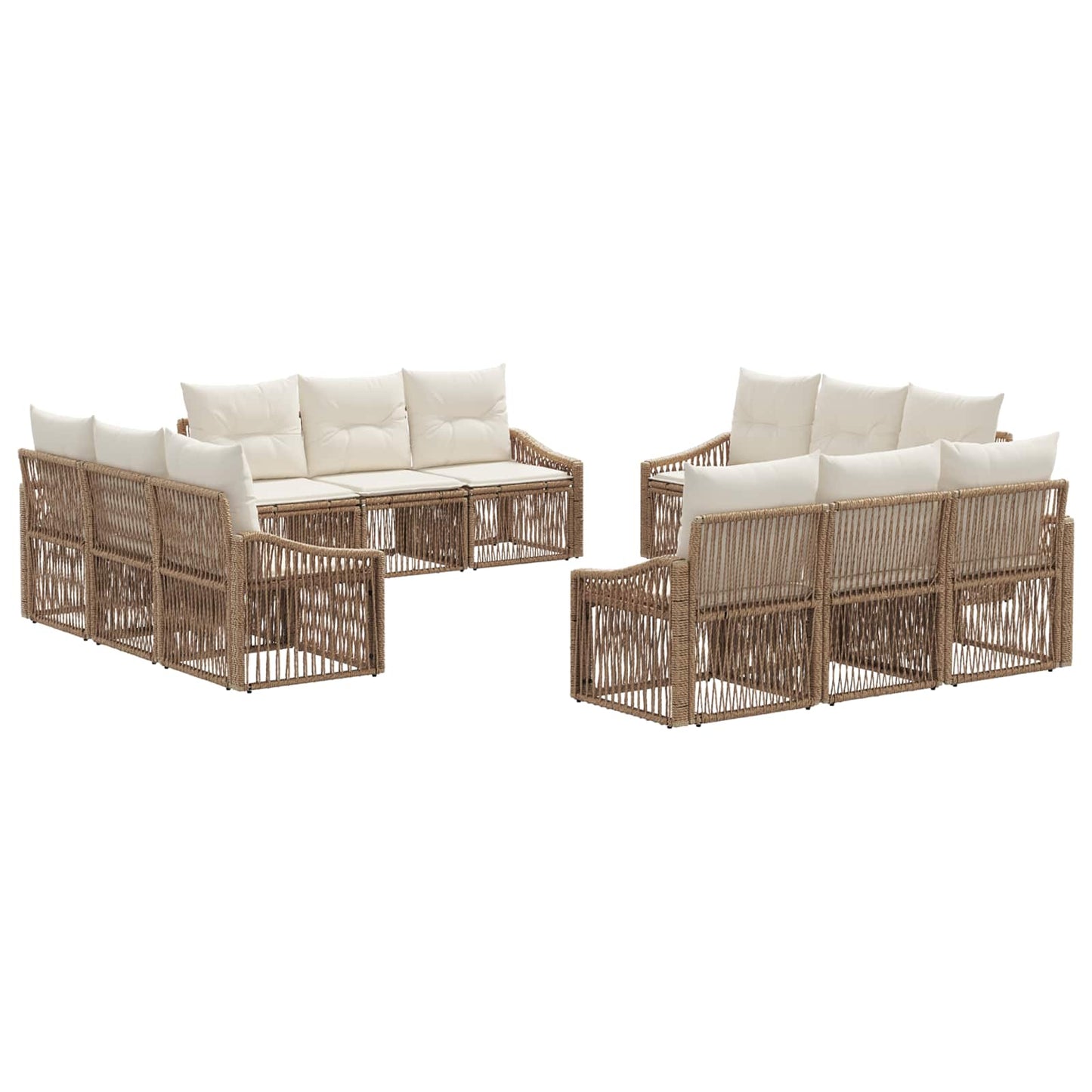 Gartensofa-set 12 pcs Beige Poly-Rattan