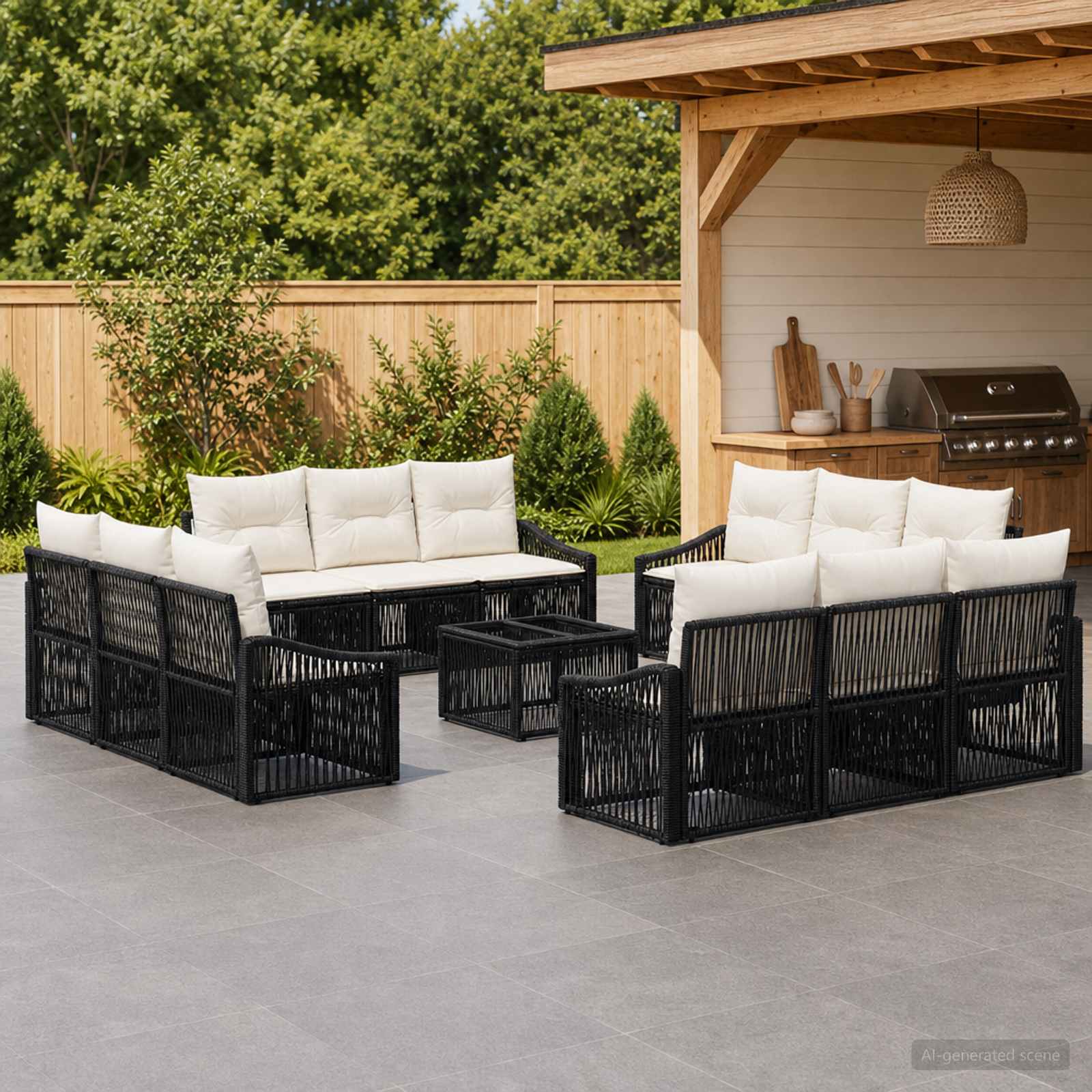 Gartensofa-set 13 pcs Schwarz Poly-Rattan
