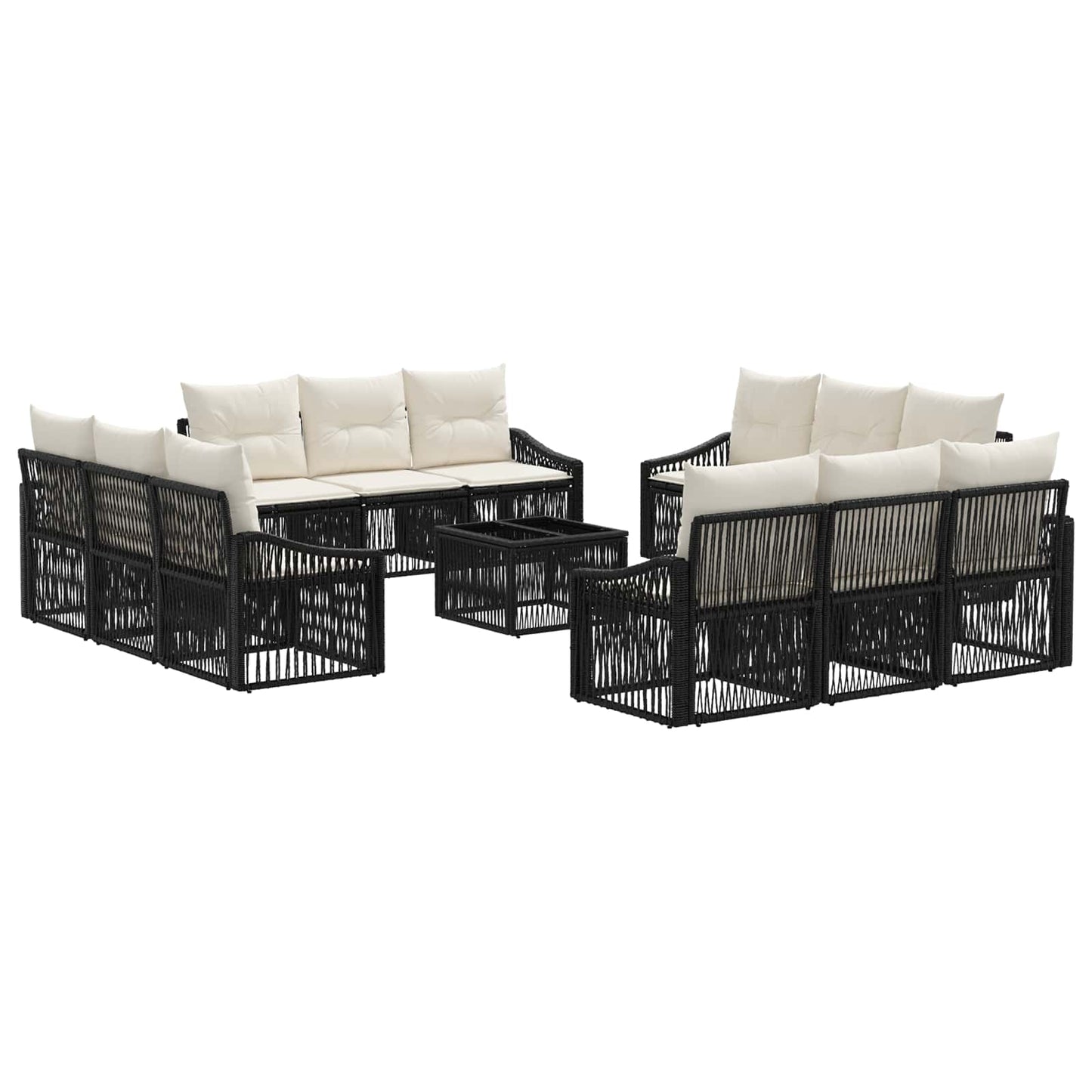 Gartensofa-set 13 pcs Schwarz Poly-Rattan