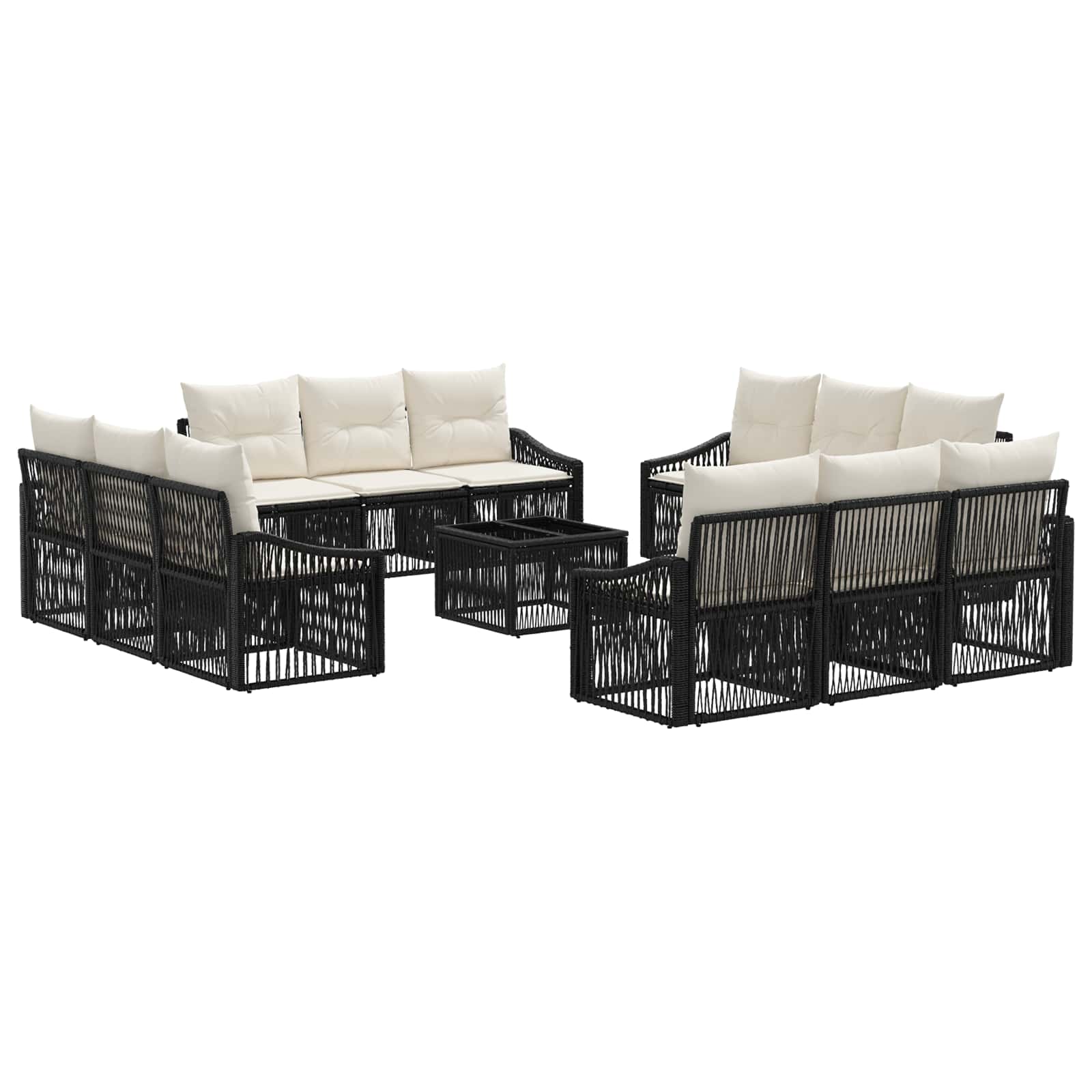 Gartensofa-set 13 pcs Schwarz Poly-Rattan