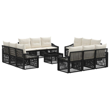 Gartensofa-set 13 stk. Schwarz Poly-Rattan