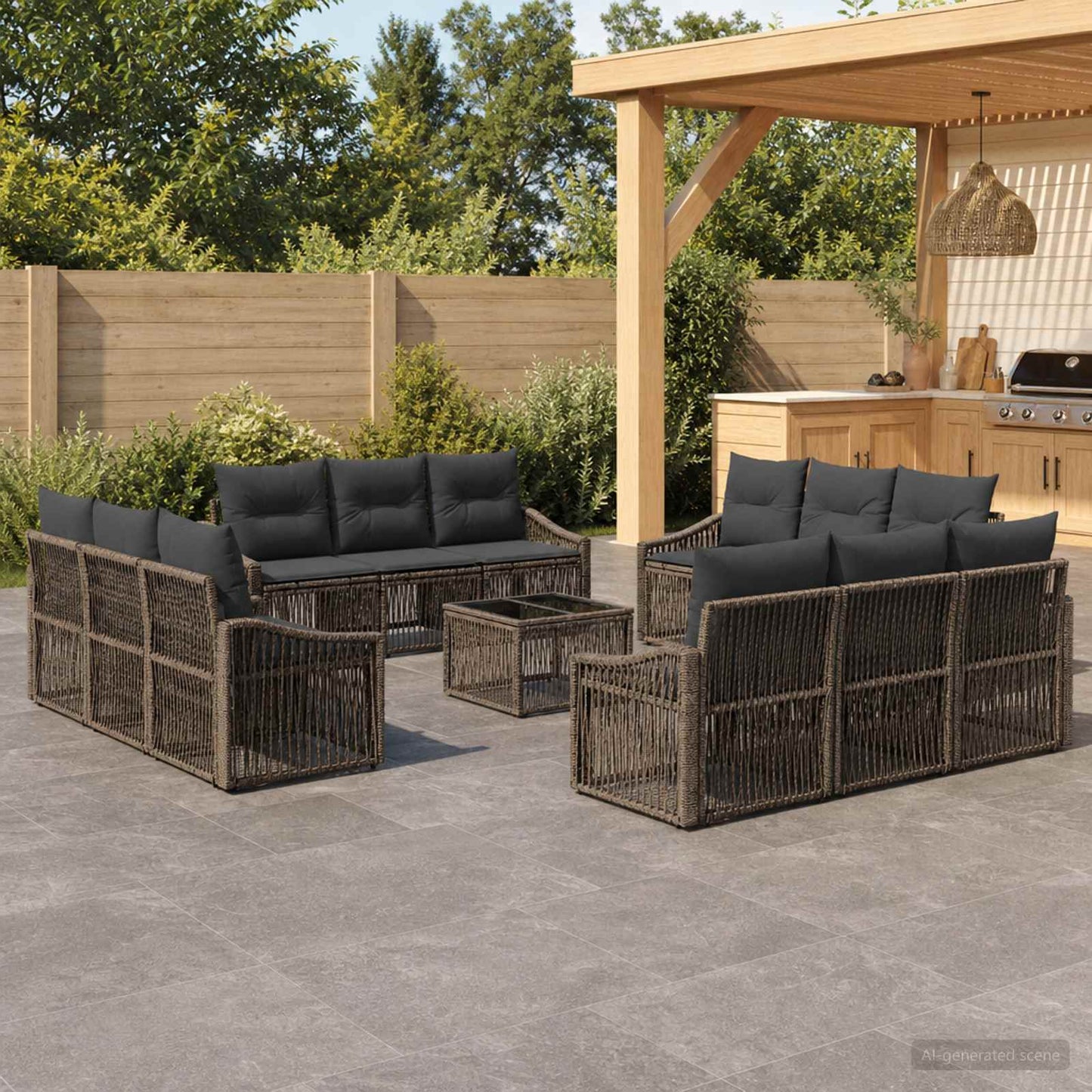 Gartensofa-set 13 stk. Grau Poly-Rattan