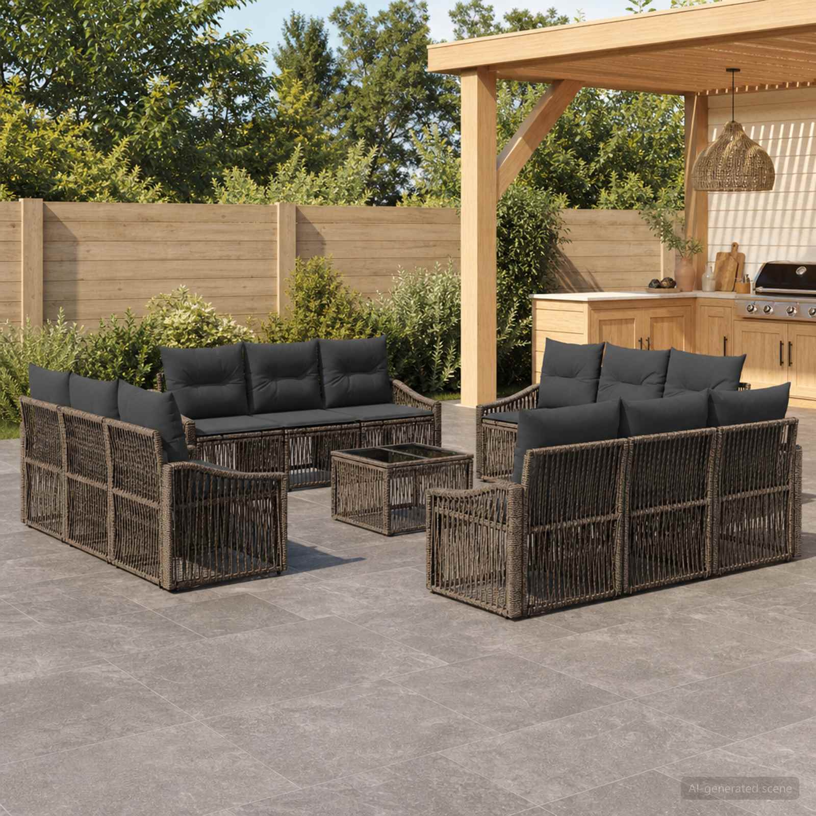 Gartensofa-set 13 stk. Grau Poly-Rattan