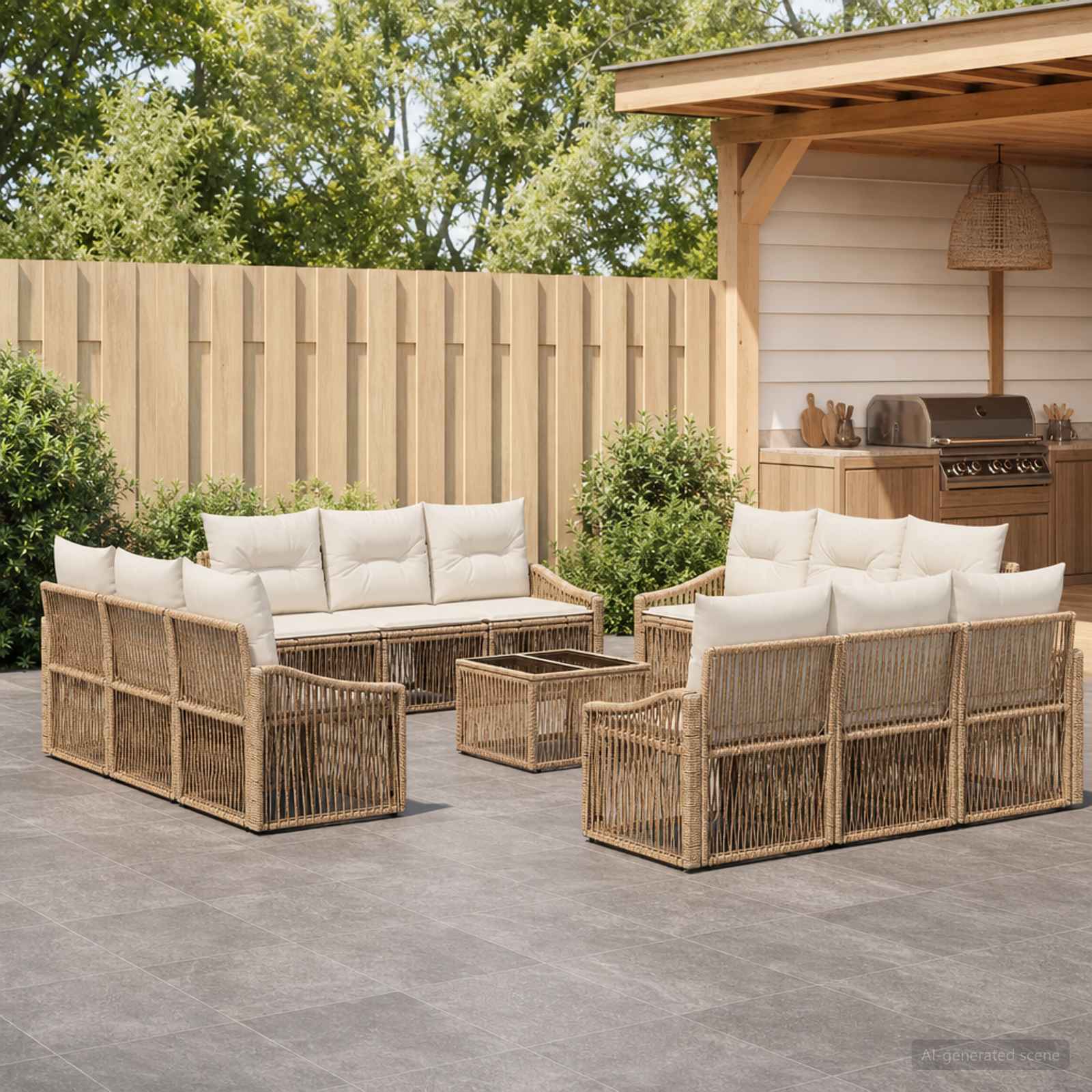 Gartensofa-set 13 pcs Beige Poly-Rattan