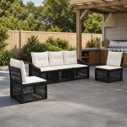 Gartensofa-set 5 stk. Schwarz Poly-Rattan