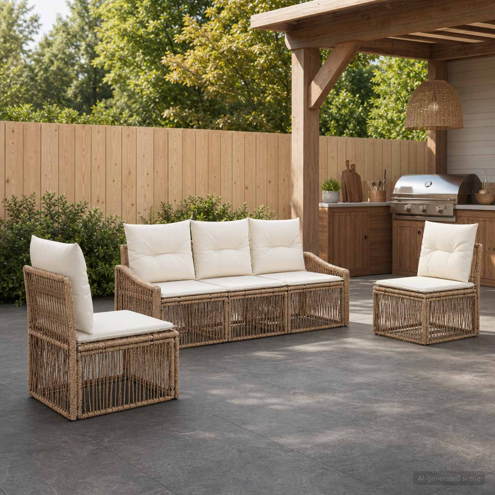 Gartensofa-set 5 pcs Beige Poly-Rattan