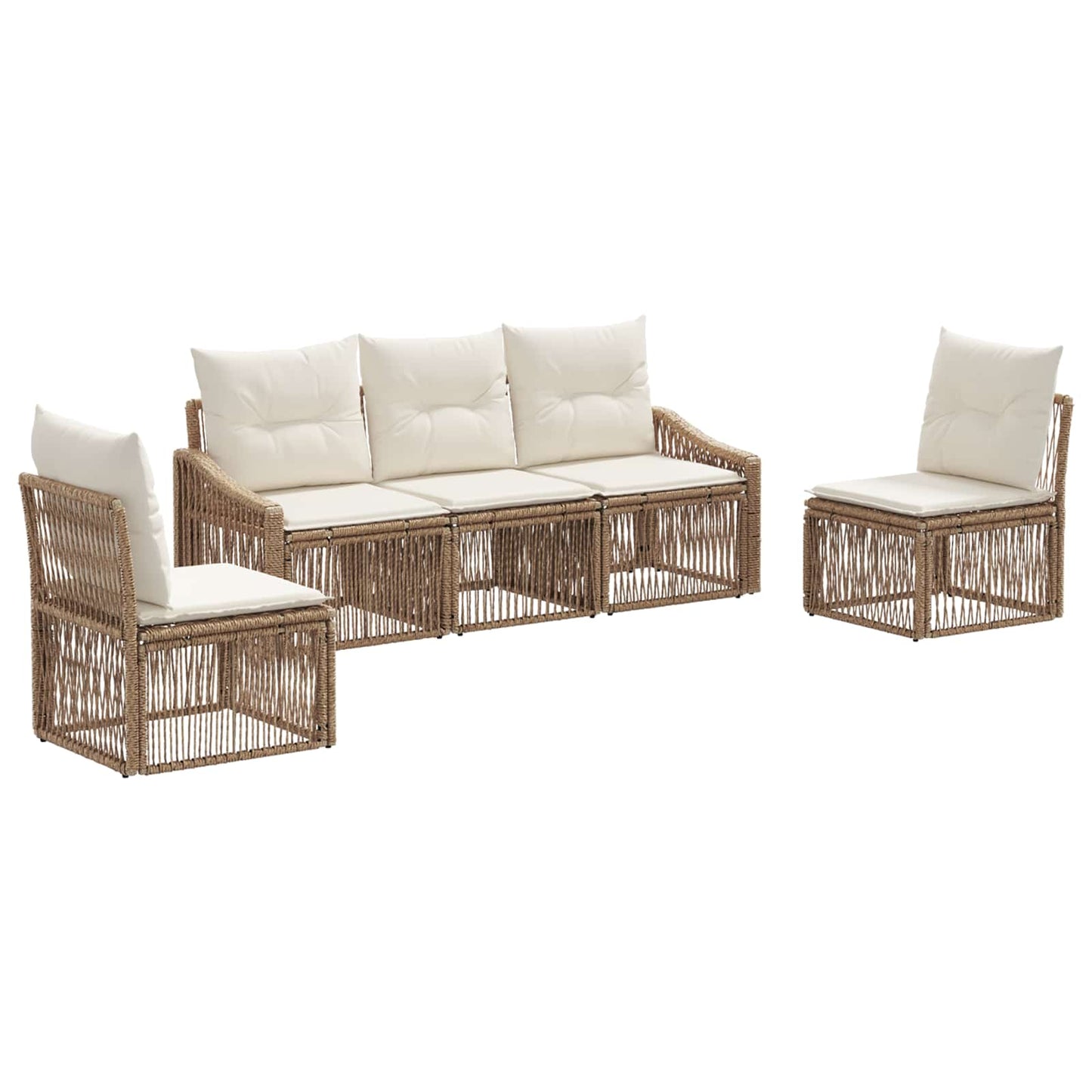 Gartensofa-set 5 pcs Beige Poly-Rattan