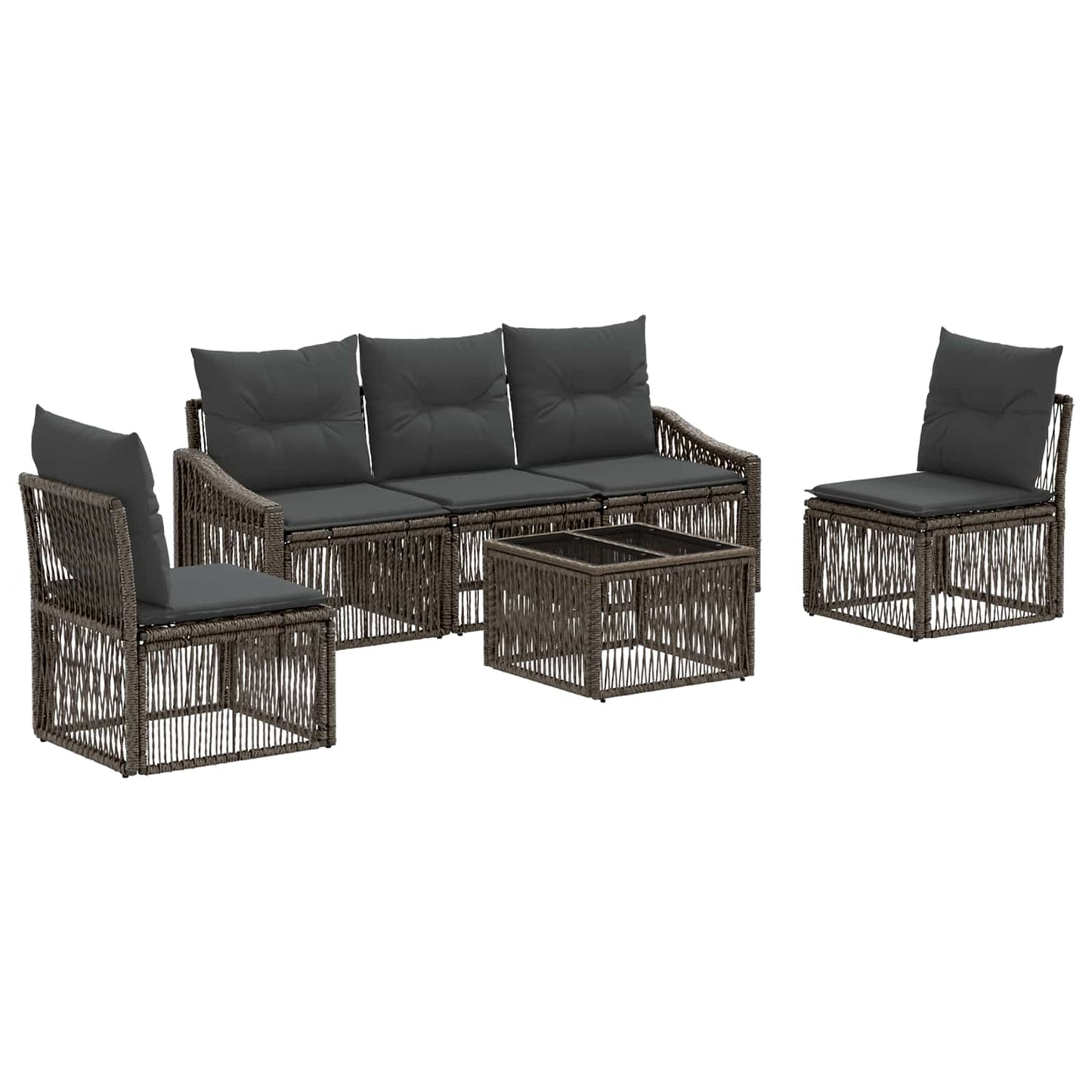 Gartensofa-set 6 stk. Grau Poly-Rattan