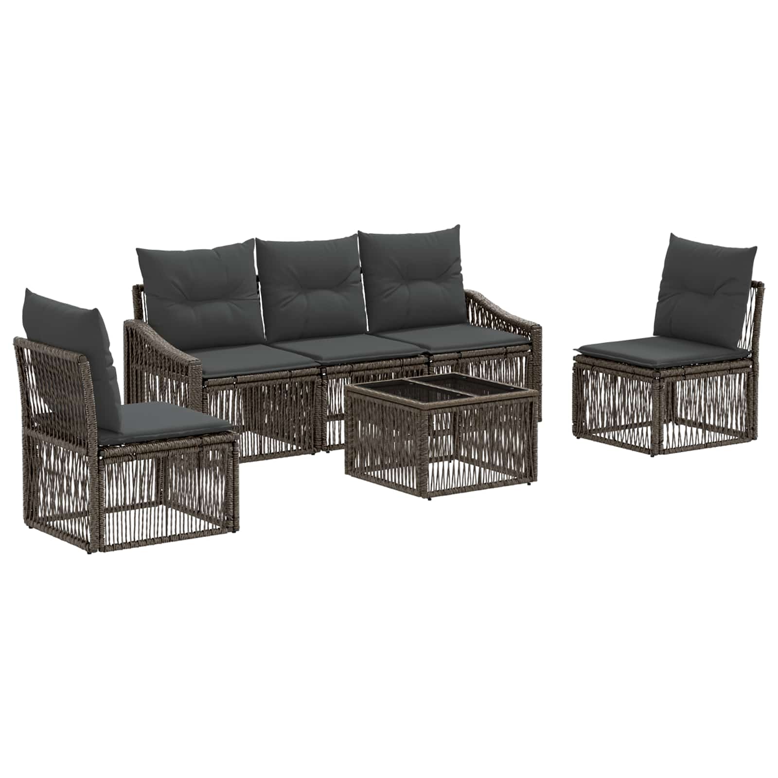 Gartensofa-set 6 stk. Grau Poly-Rattan
