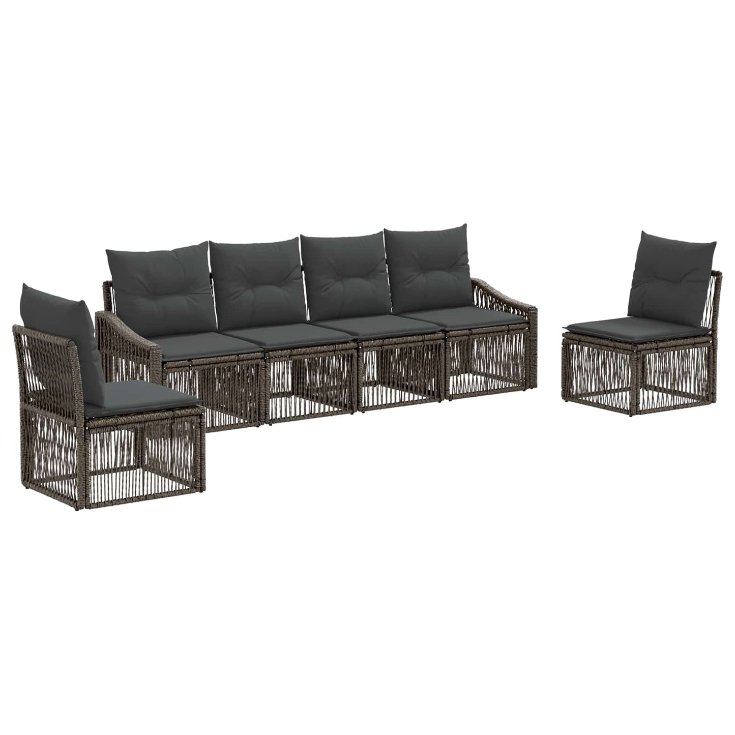 Gartensofa-set 6 pcs Grau Poly-Rattan