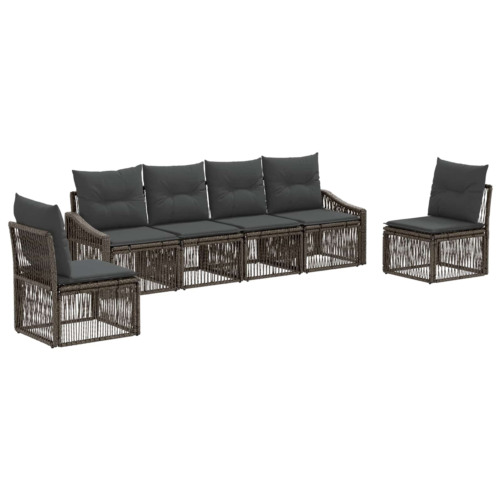 Gartensofa-set 6 pcs Grau Poly-Rattan