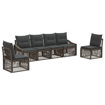 Gartensofa-set 6 stk. Grau Poly-Rattan