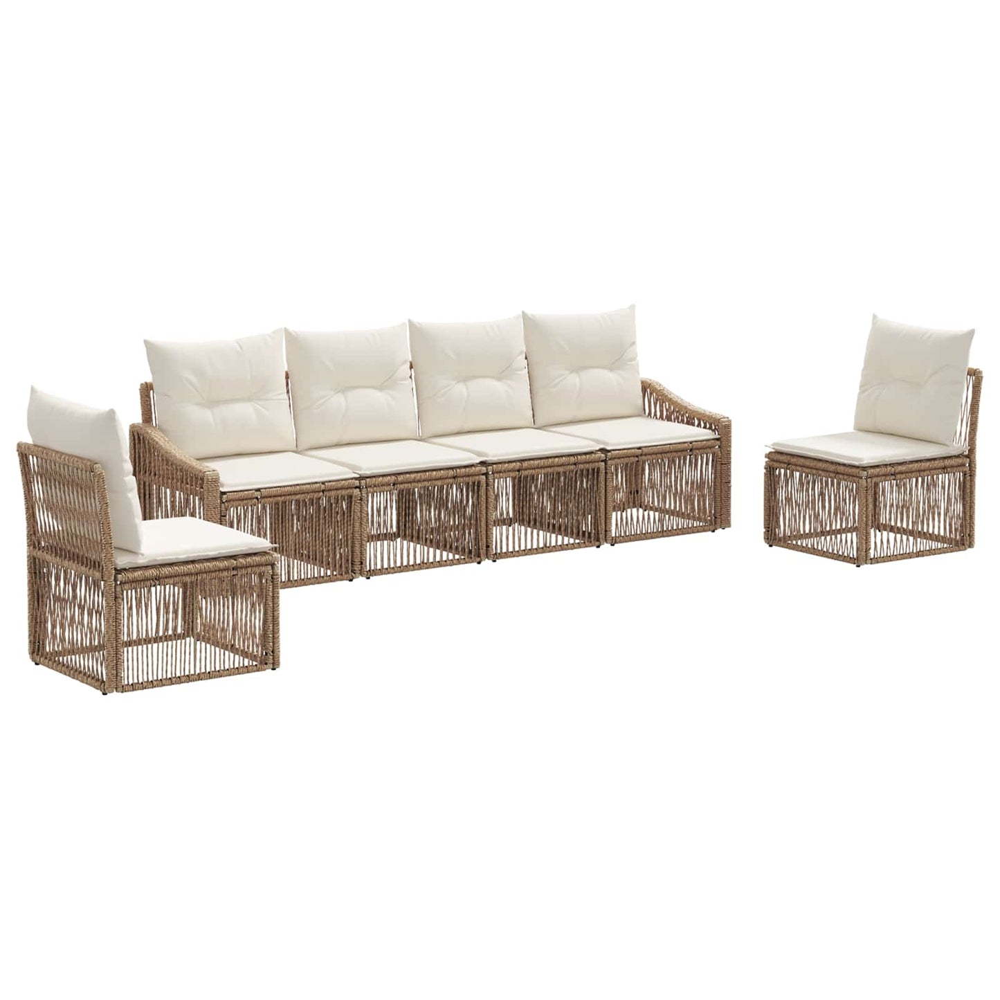 Gartensofa-set 6 pcs Beige Poly-Rattan