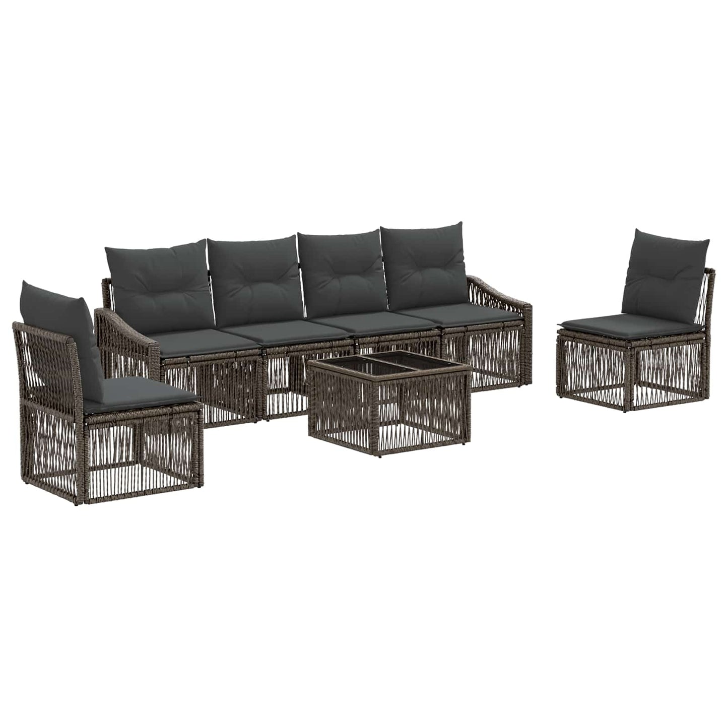 Gartensofa-set 7 stk. Grau Poly-Rattan