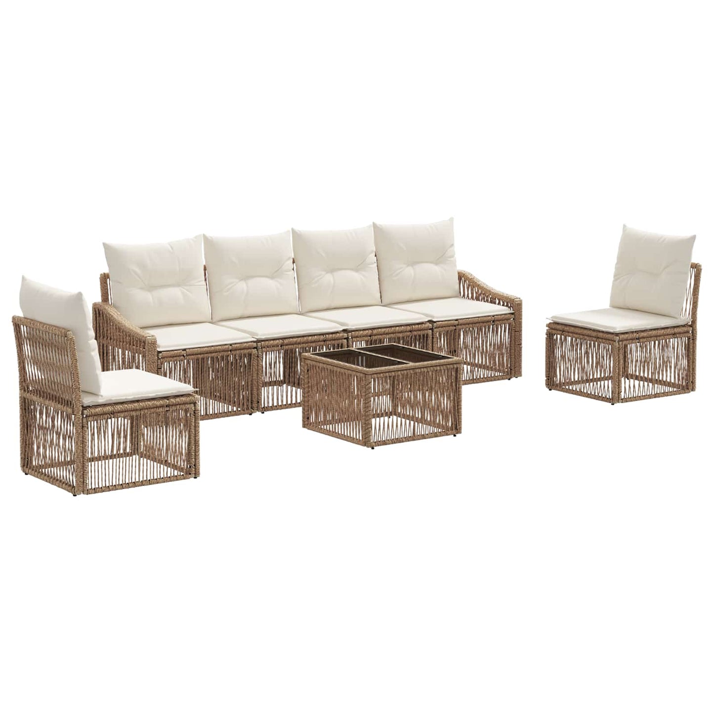 Gartensofa-set 7 pcs Beige Poly-Rattan