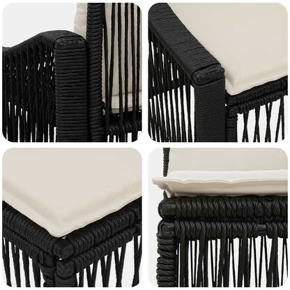 Gartensofa-set 7 stk. Schwarz Poly-Rattan