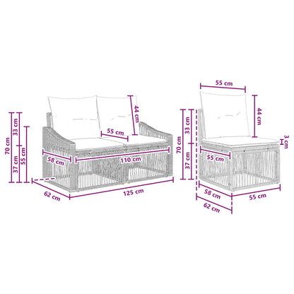 Gartensofa-set 7 stk. Schwarz Poly-Rattan