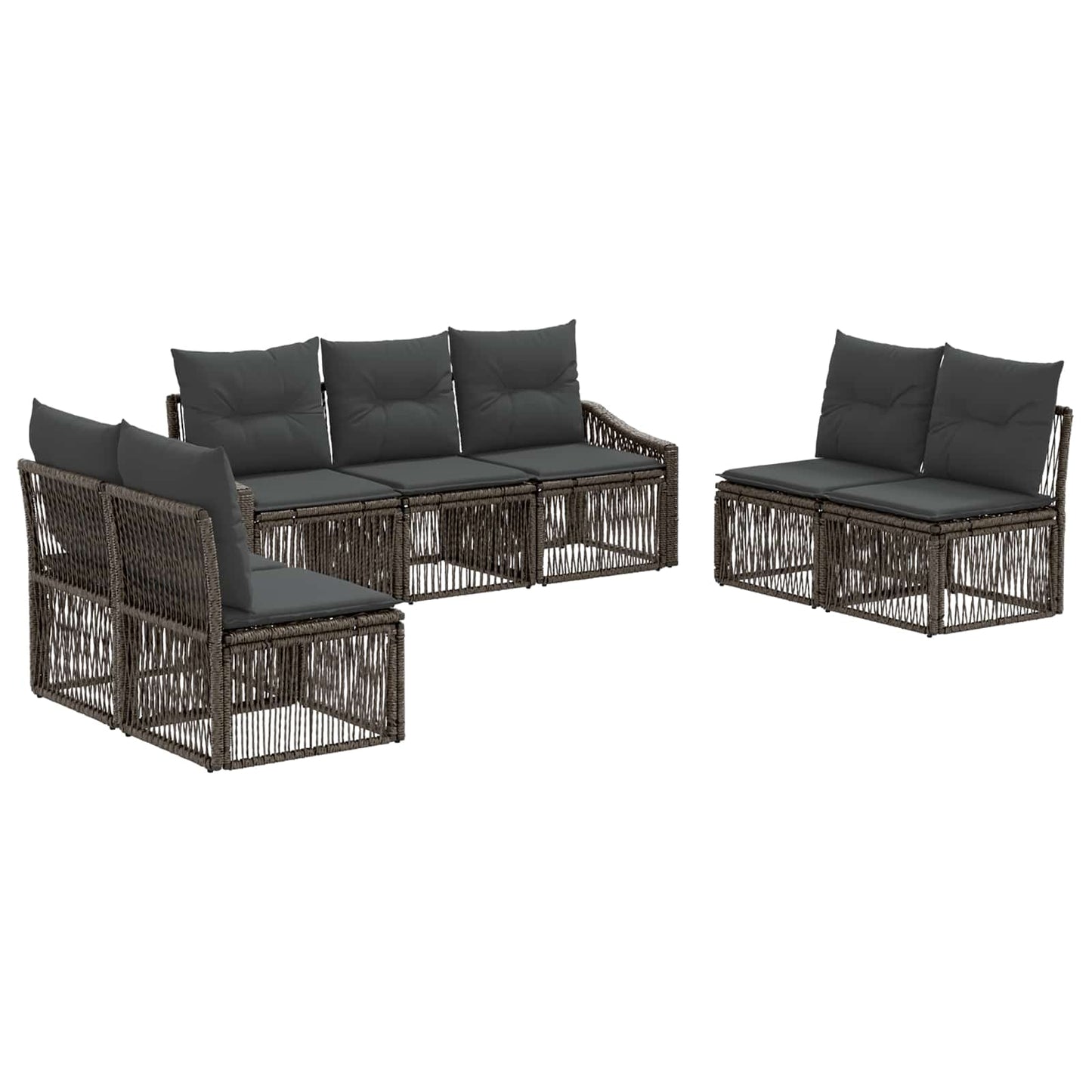 Gartensofa-set 7 pcs Grau Poly-Rattan