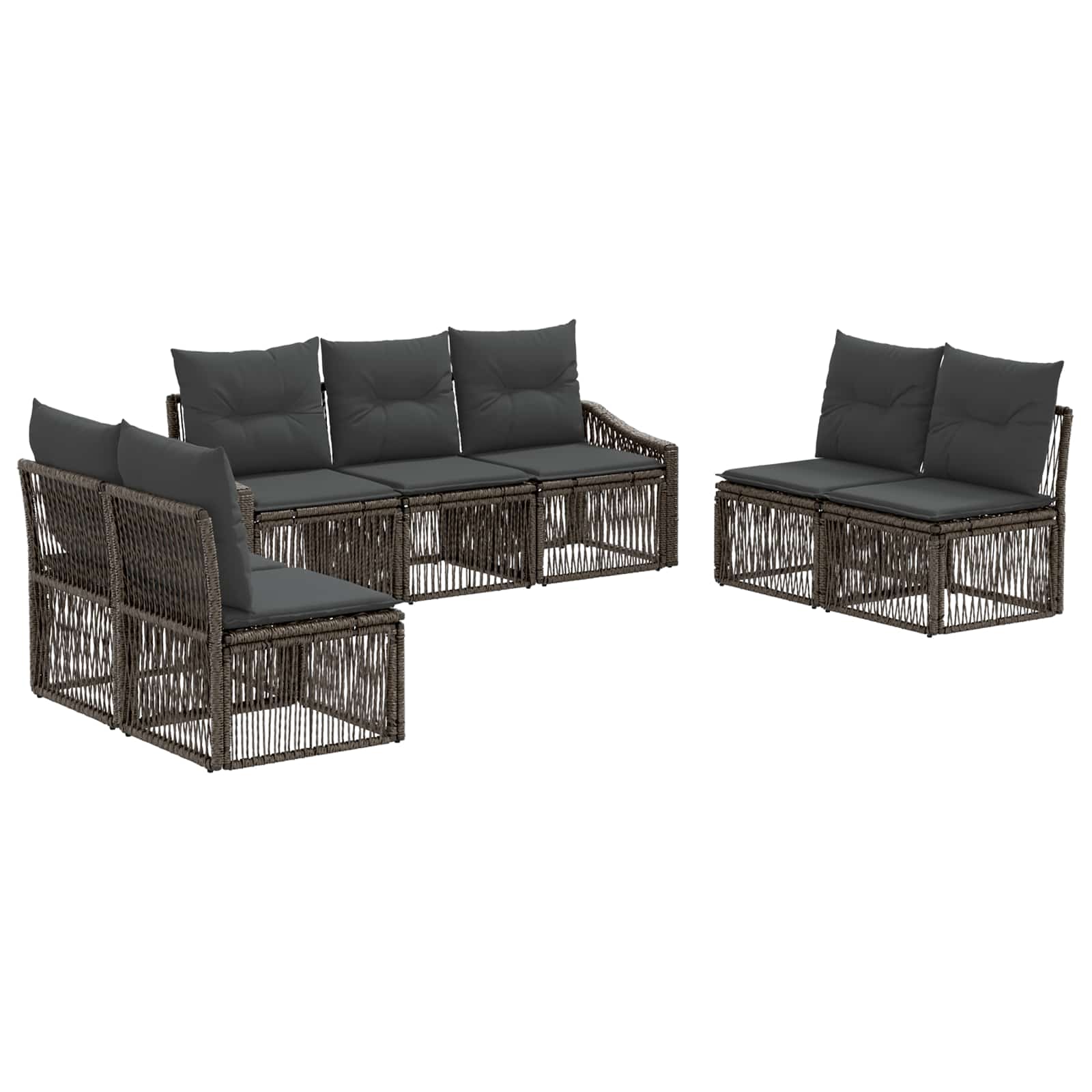 Gartensofa-set 7 pcs Grau Poly-Rattan