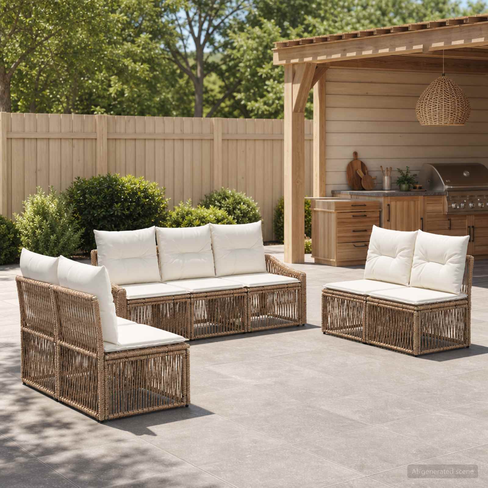 Gartensofa-set 7 pcs Beige Poly-Rattan