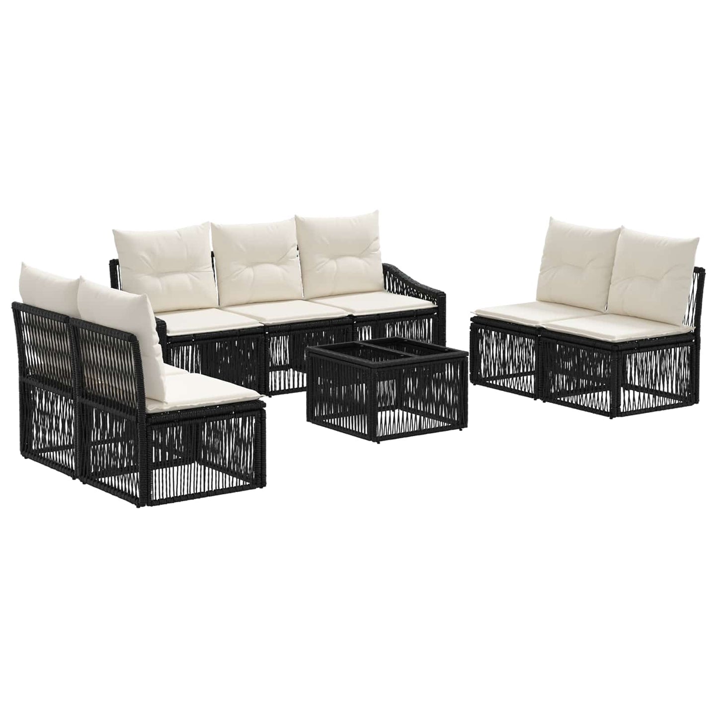 Gartensofa-set 8 stk. Schwarz Poly-Rattan