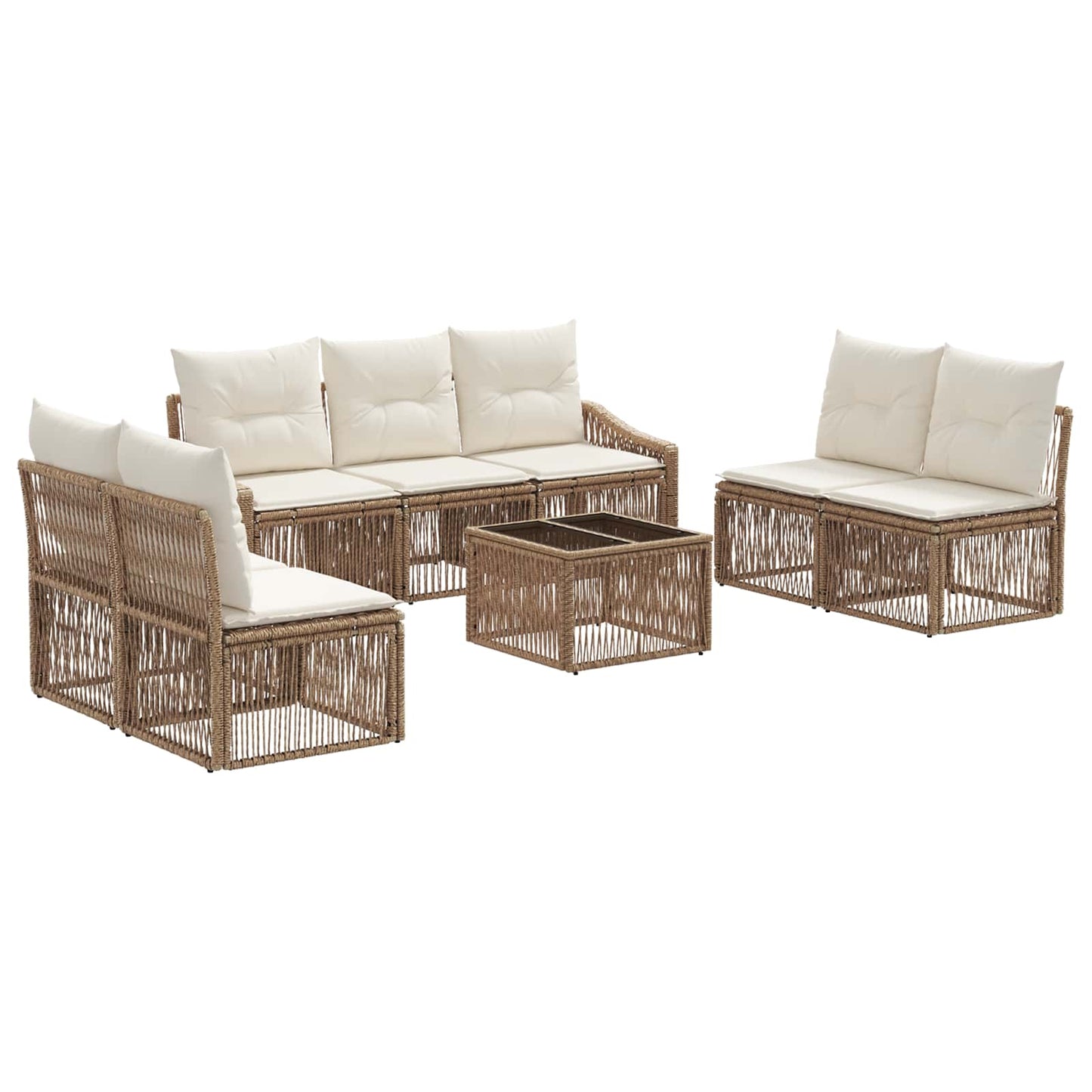 Gartensofa-set 8 pcs Beige Poly-Rattan