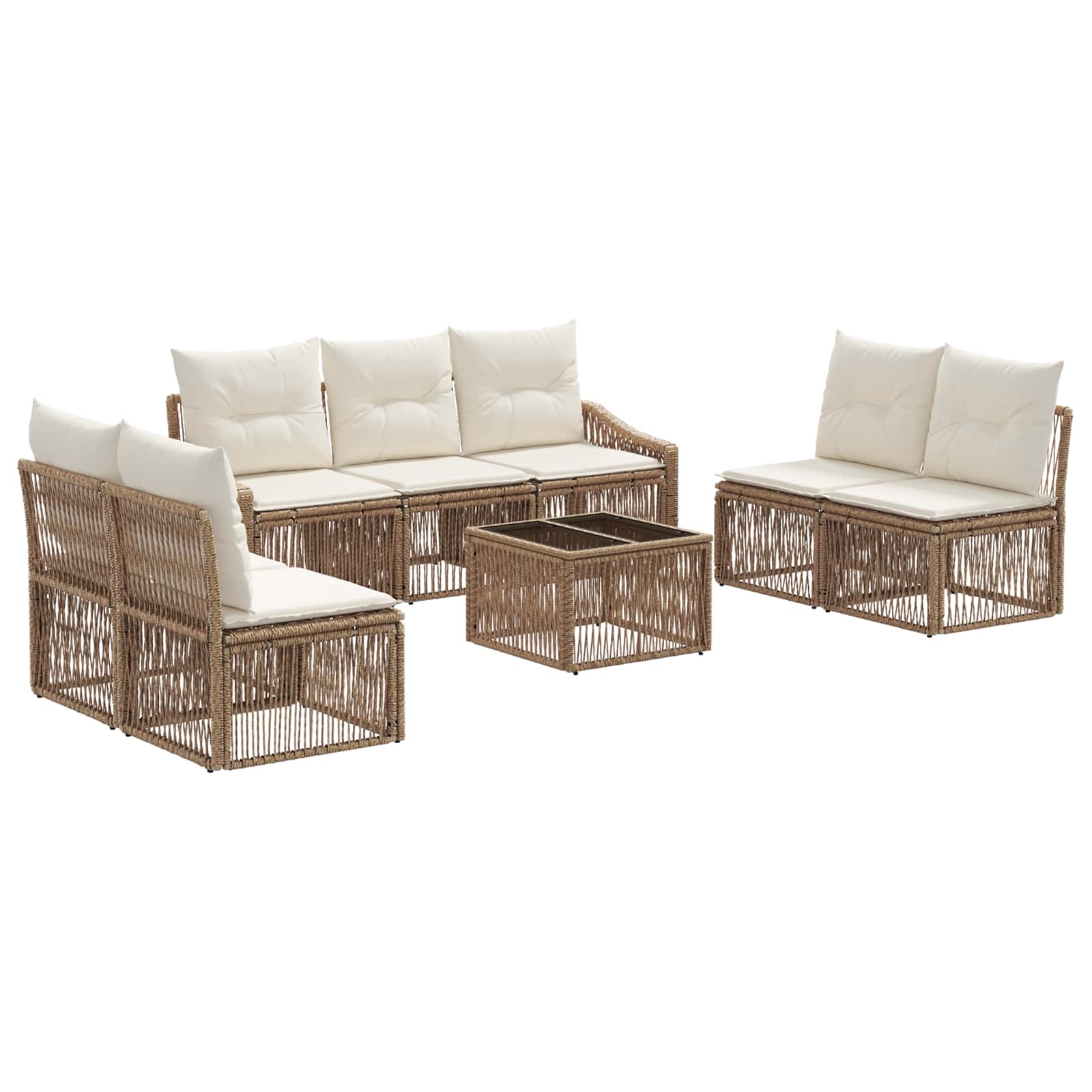 Gartensofa-set 8 pcs Beige Poly-Rattan