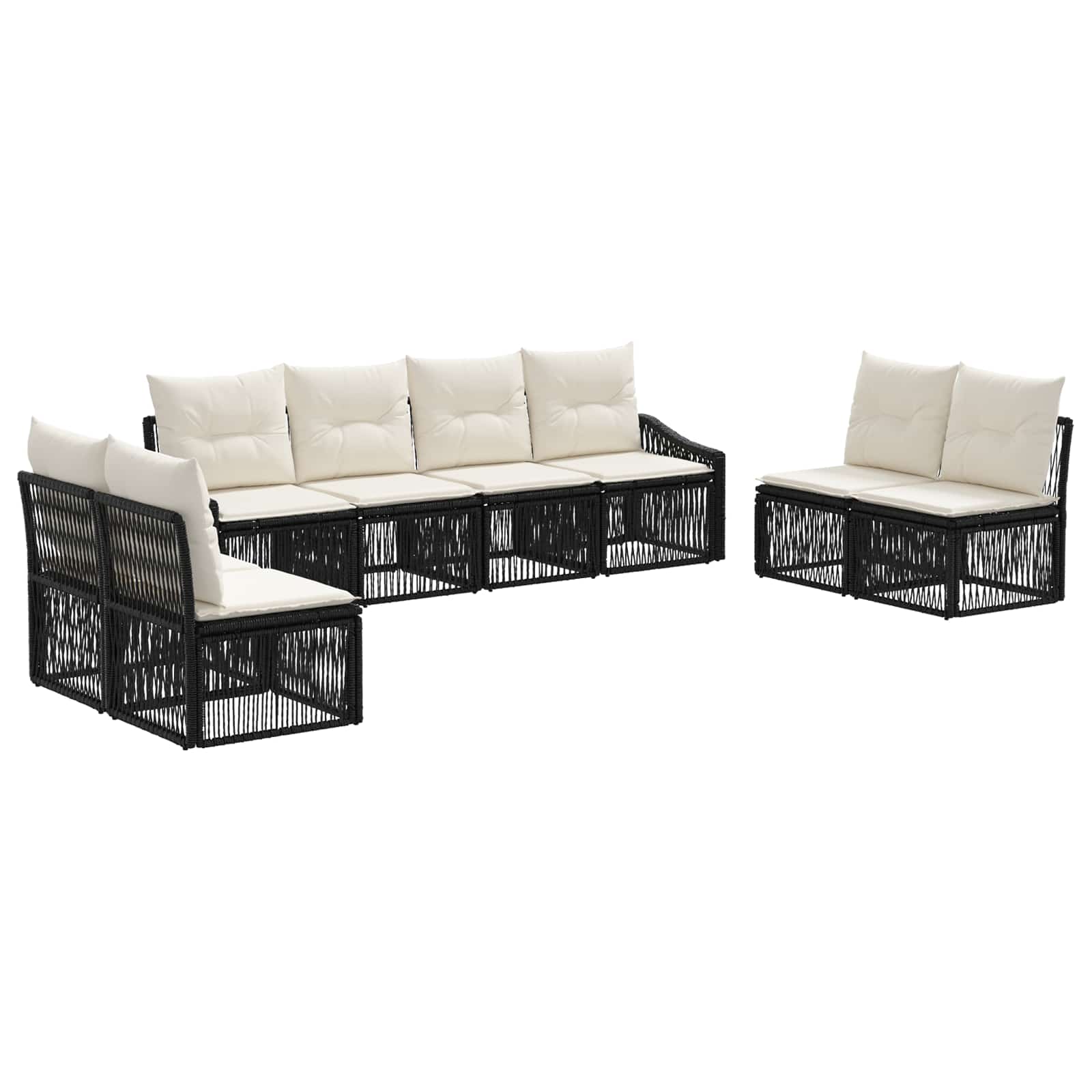 Gartensofa-set 8 pcs Schwarz Poly-Rattan