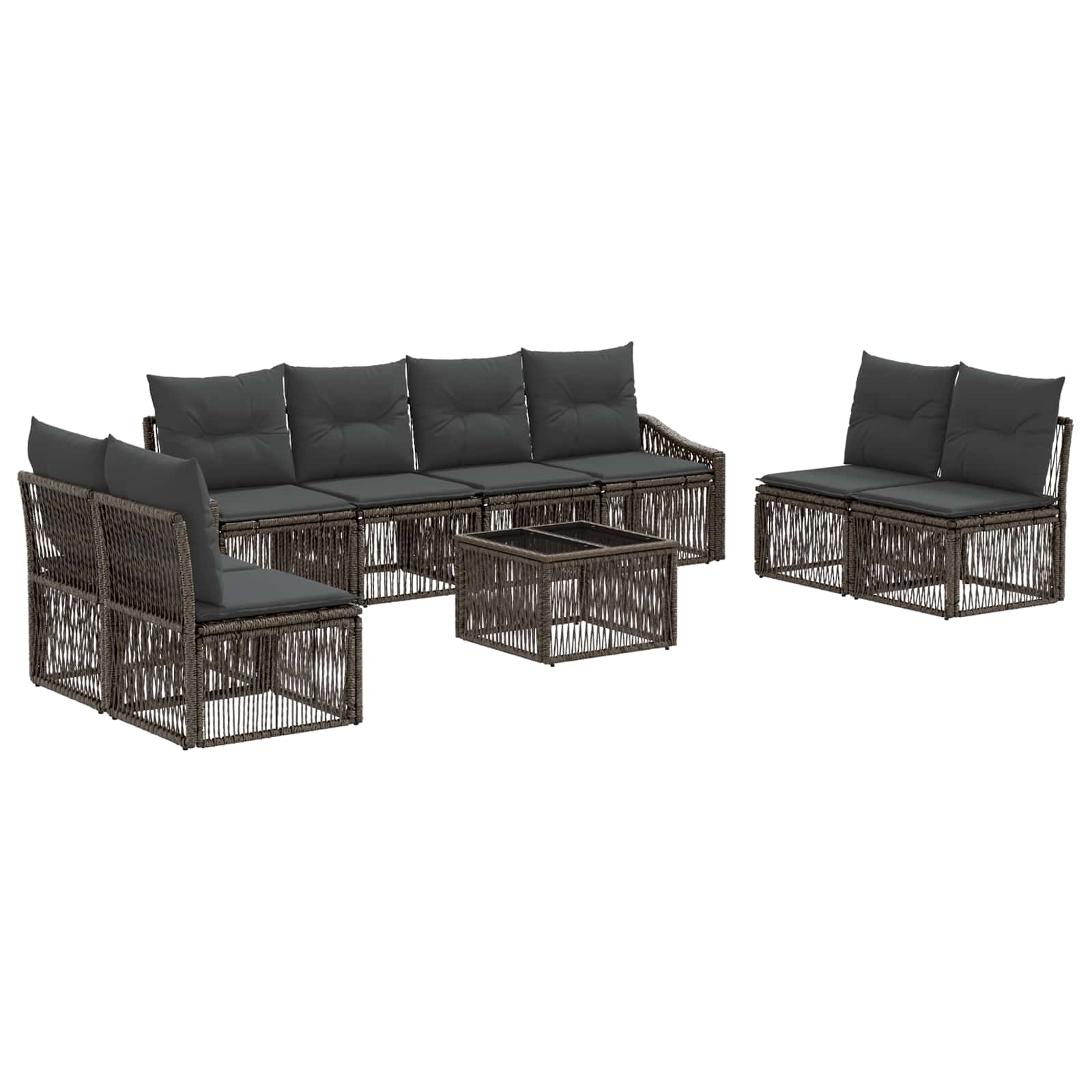 Gartensofa-set 9 stk. Grau Poly-Rattan