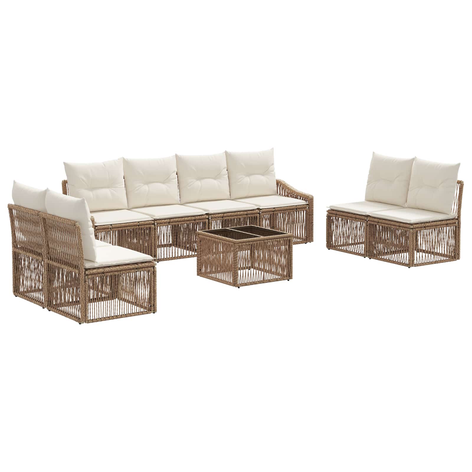 Gartensofa-set 9 pcs Beige Poly-Rattan