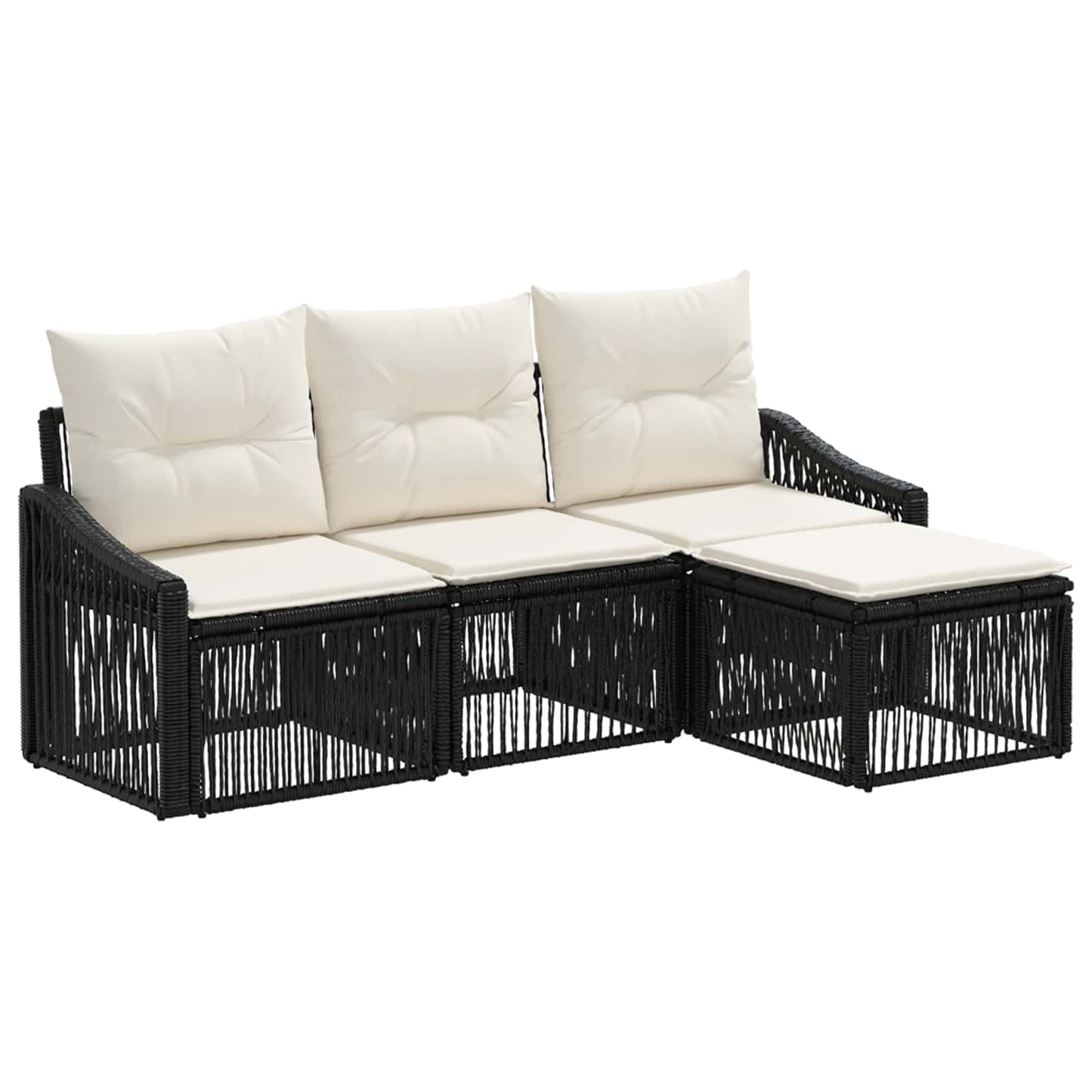 Gartensofa-set 4 pcs Schwarz Poly-Rattan