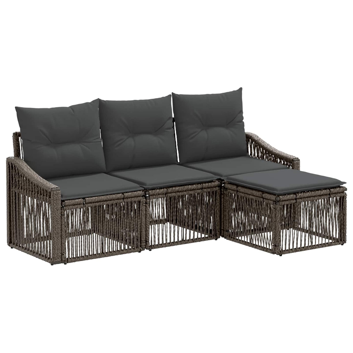 Gartensofa-set 4 stk. Grau Poly-Rattan
