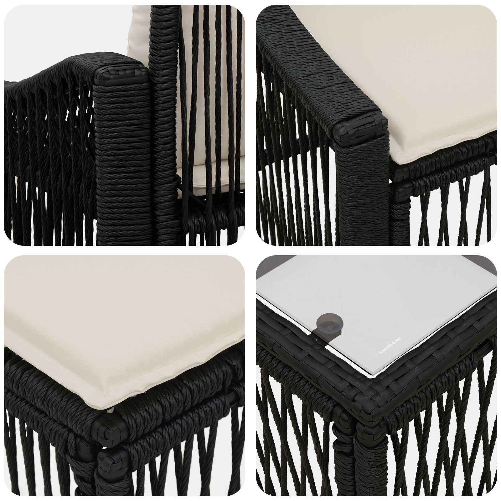 Gartensofa-set 5 stk. Schwarz Poly-Rattan