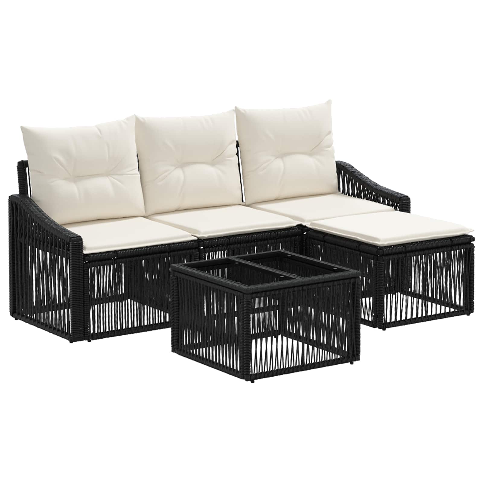 Gartensofa-set 5 stk. Schwarz Poly-Rattan