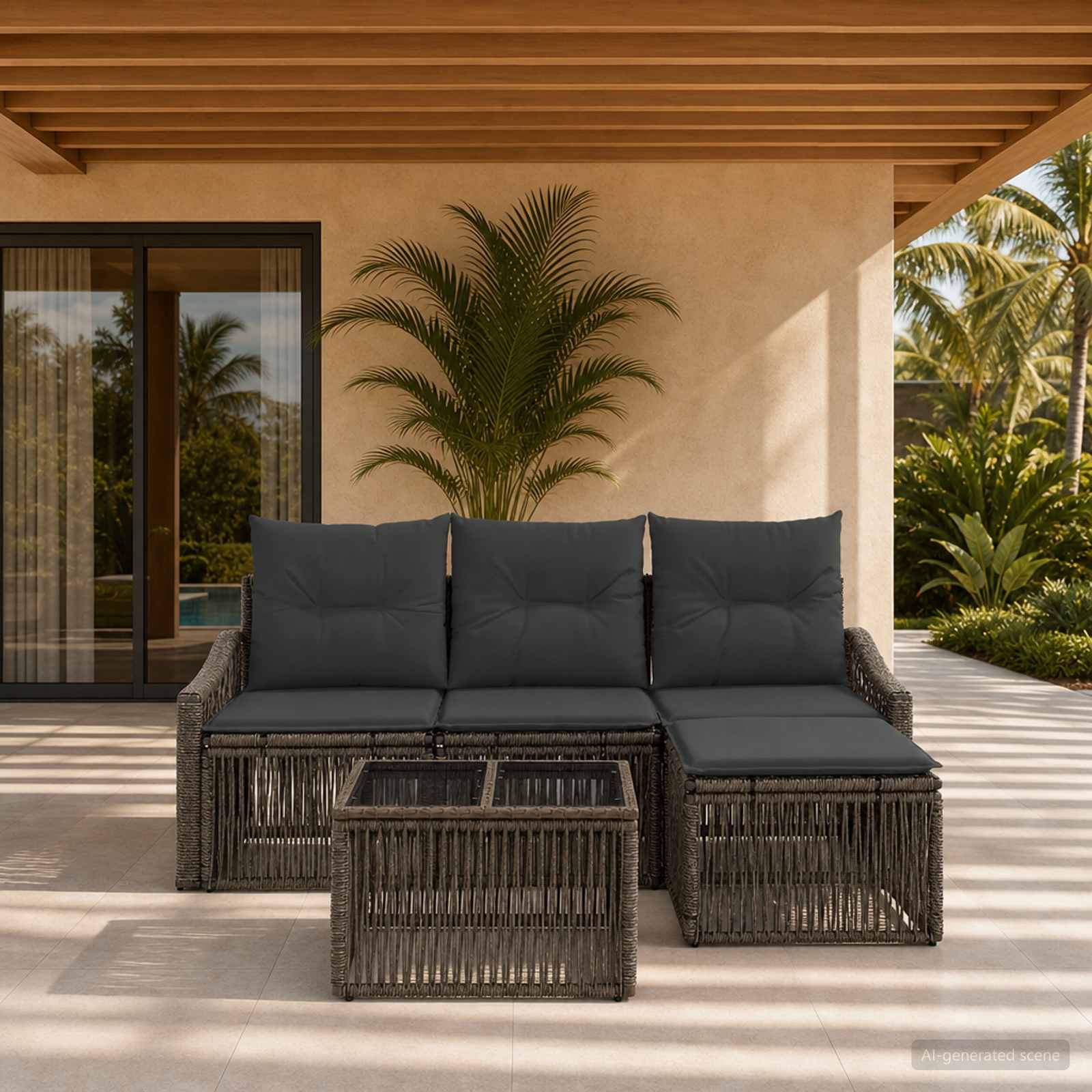 Gartensofa-set 5 stk. Grau Poly-Rattan