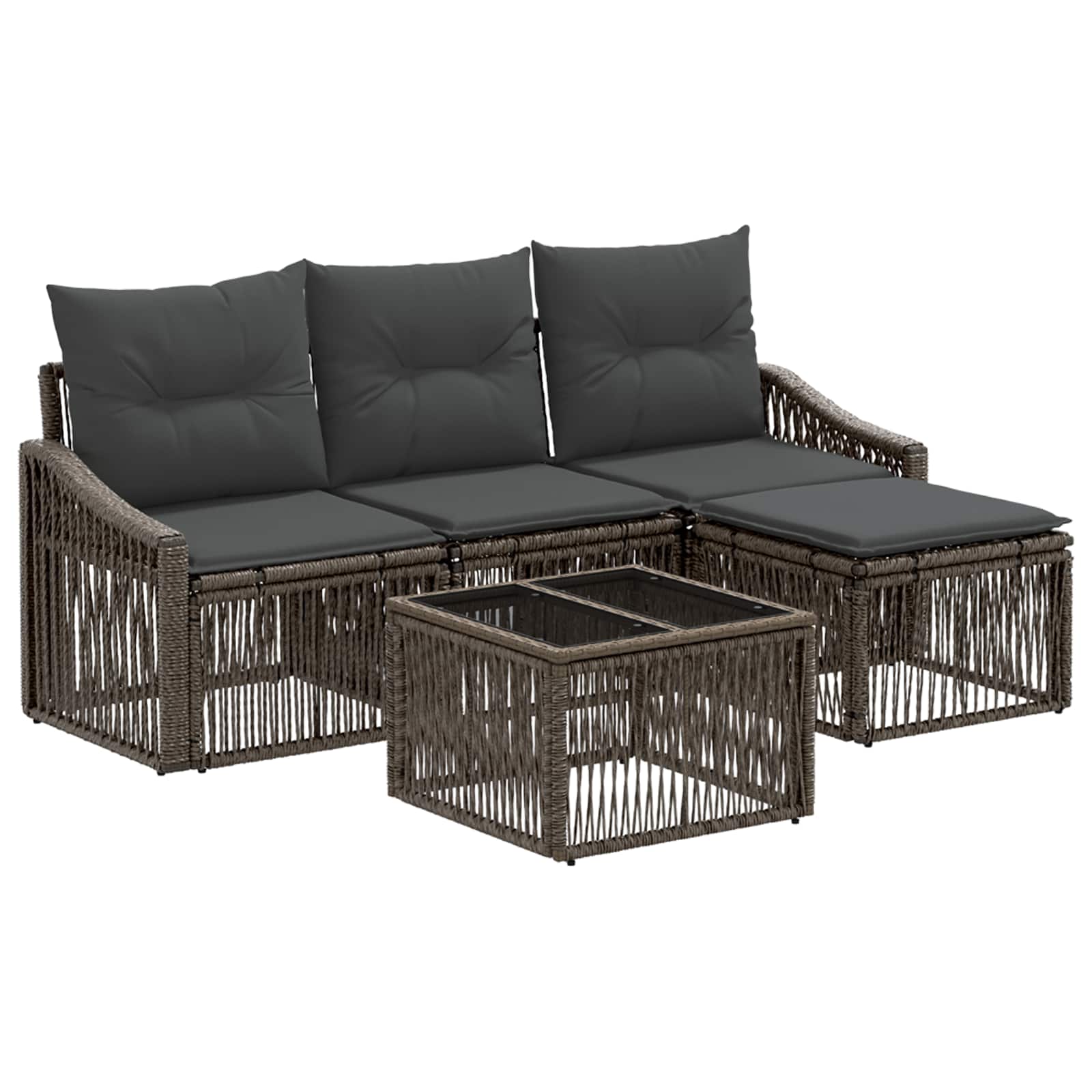 Gartensofa-set 5 stk. Grau Poly-Rattan