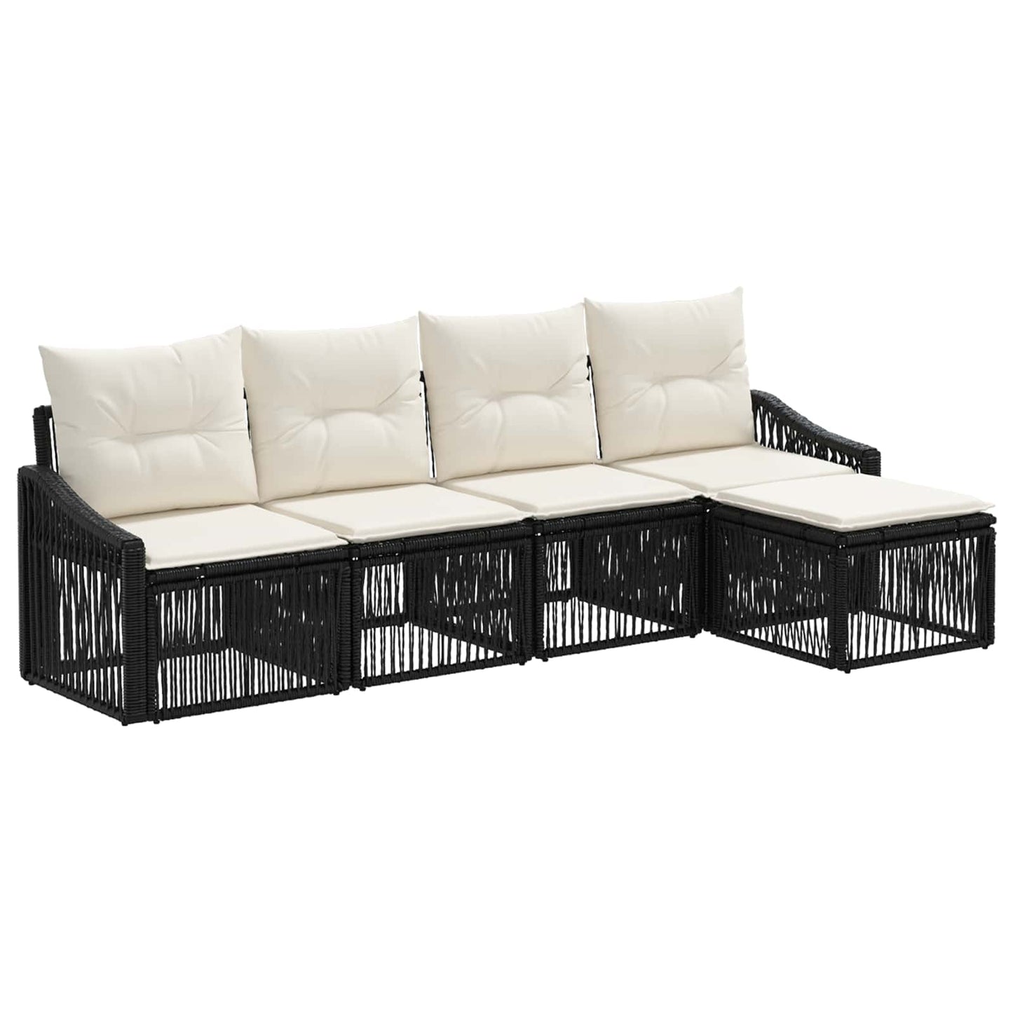Gartensofa-set 5 pcs Schwarz Poly-Rattan