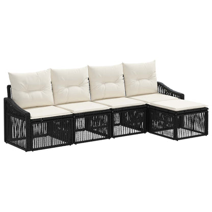 Gartensofa-set 5 stk. Schwarz Poly-Rattan
