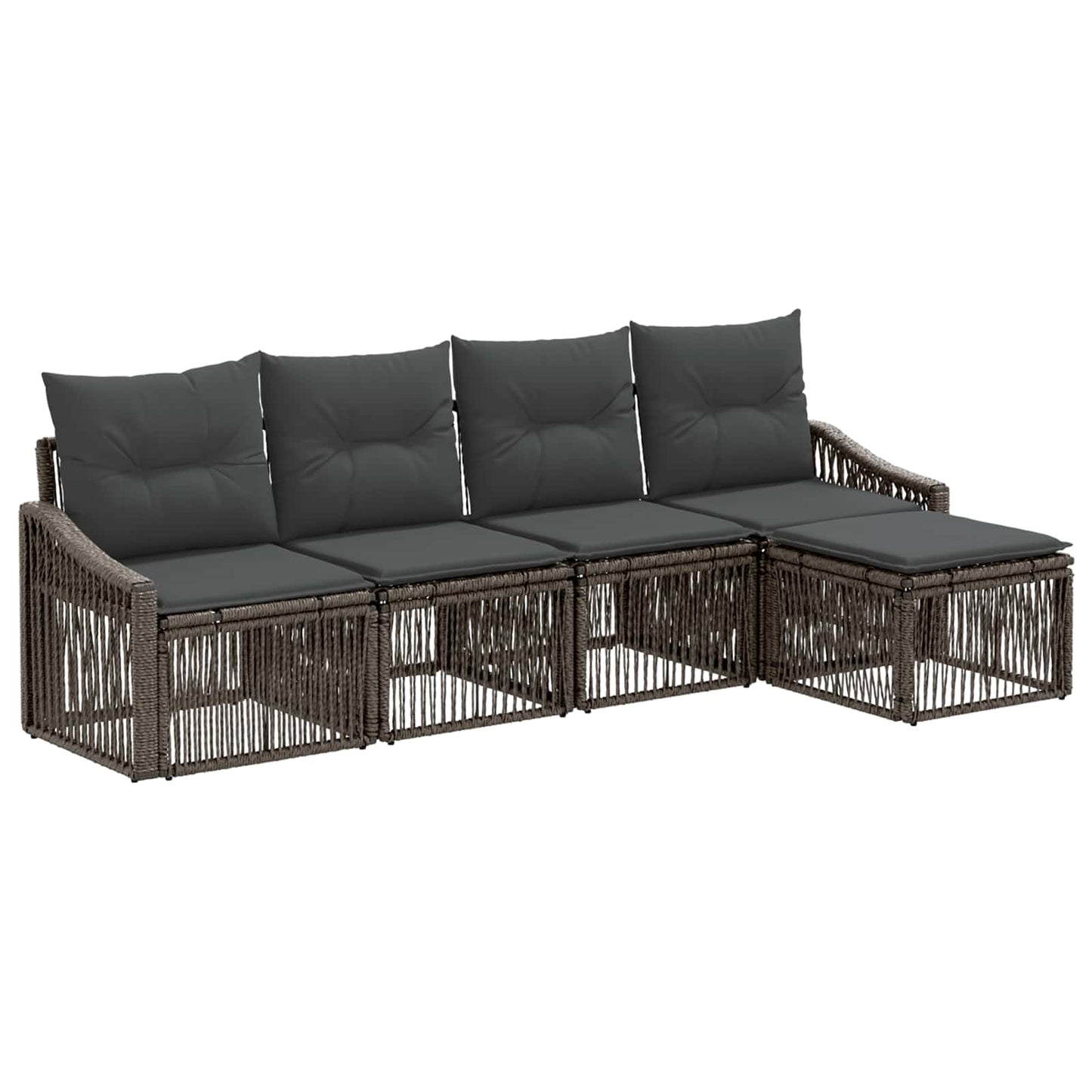 Gartensofa-set 5 stk. Grau Poly-Rattan